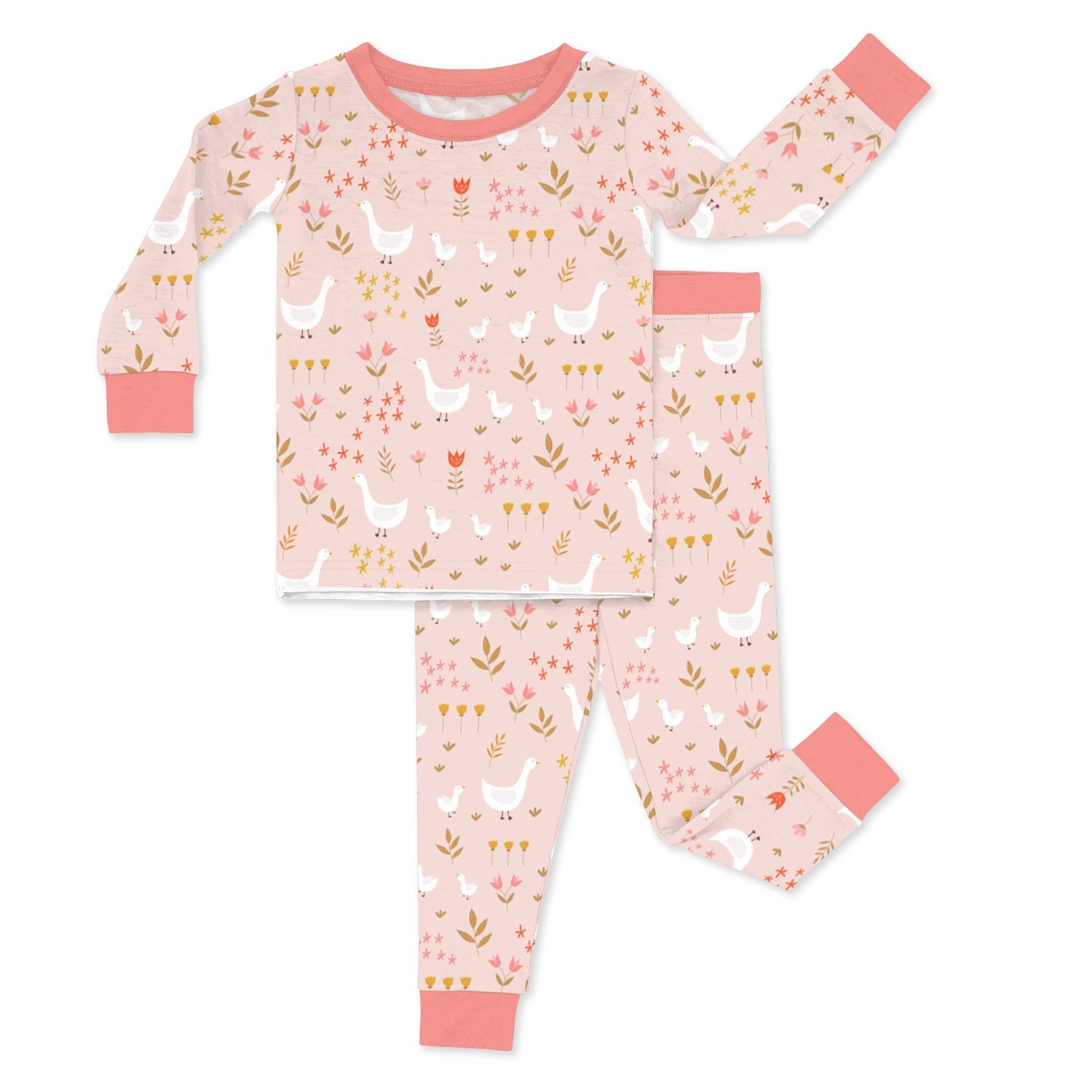Geese And Flowers Two Piece Pajama Set