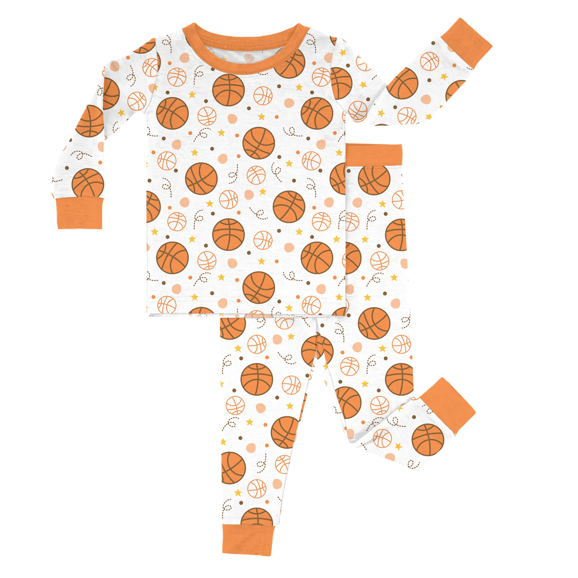 Orange Basketball Two Piece Pajama Set