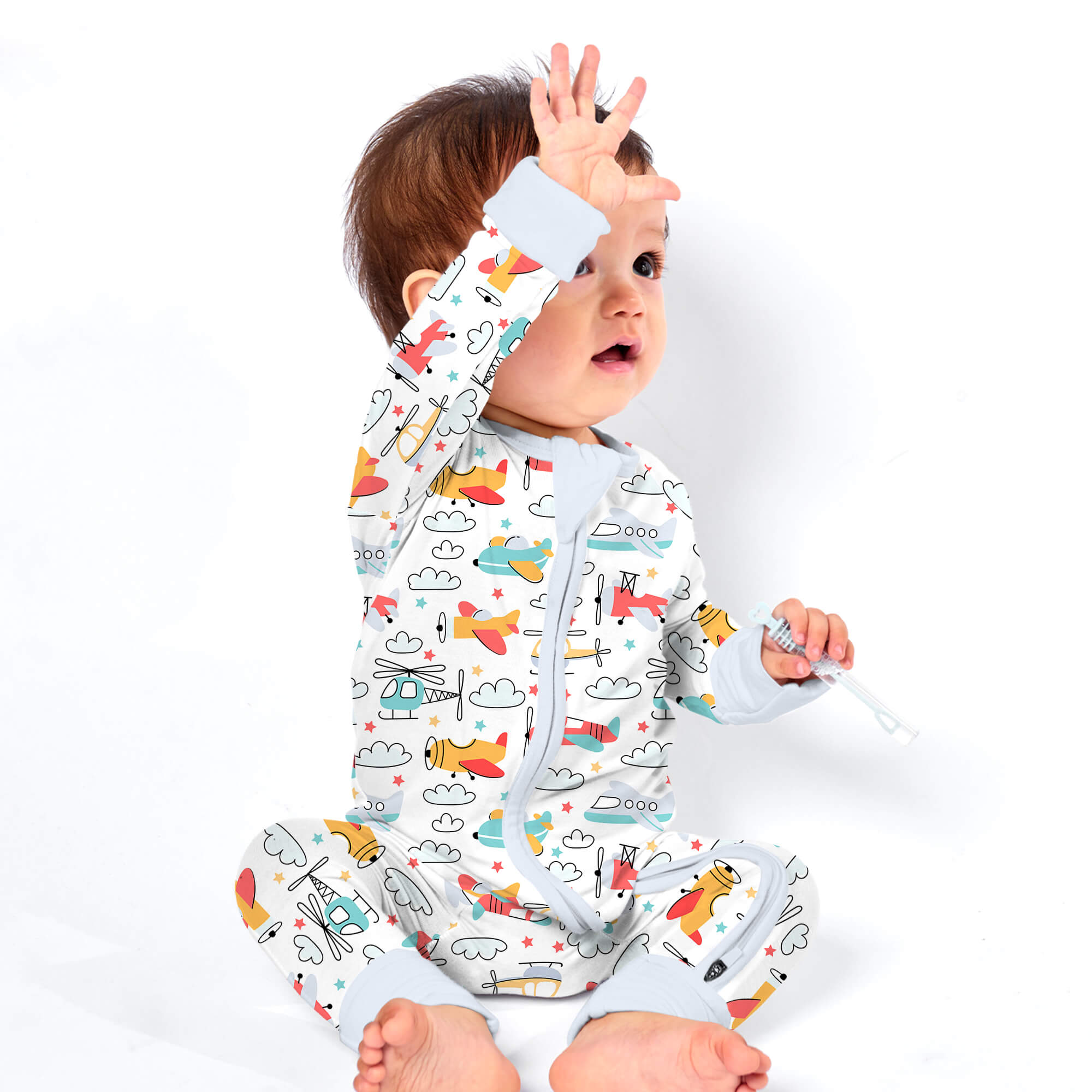 Airplanes and Helicopters Convertible Zippered Romper - StazzyBaby