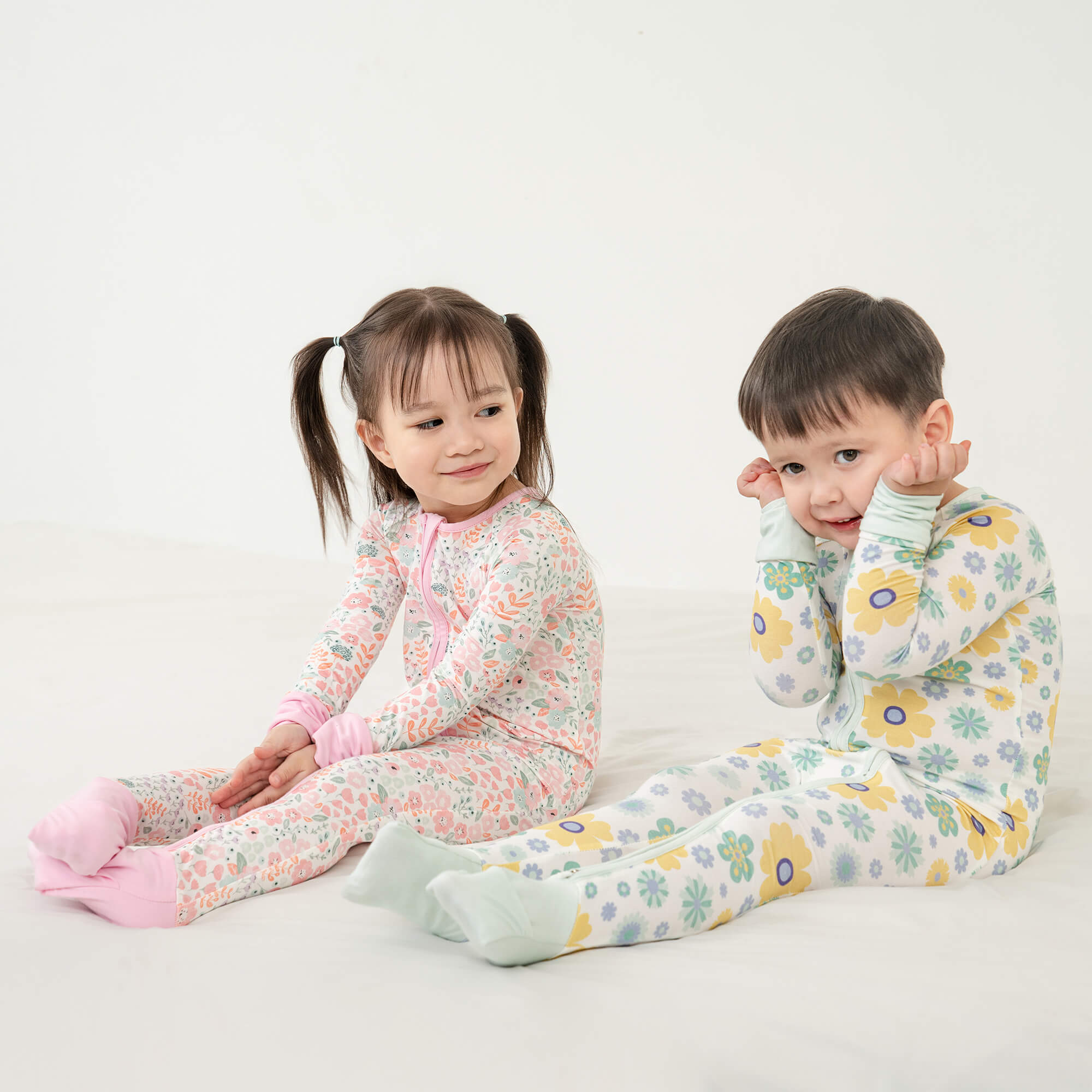 Aqua Floral Convertible Zippered Romper - StazzyBaby