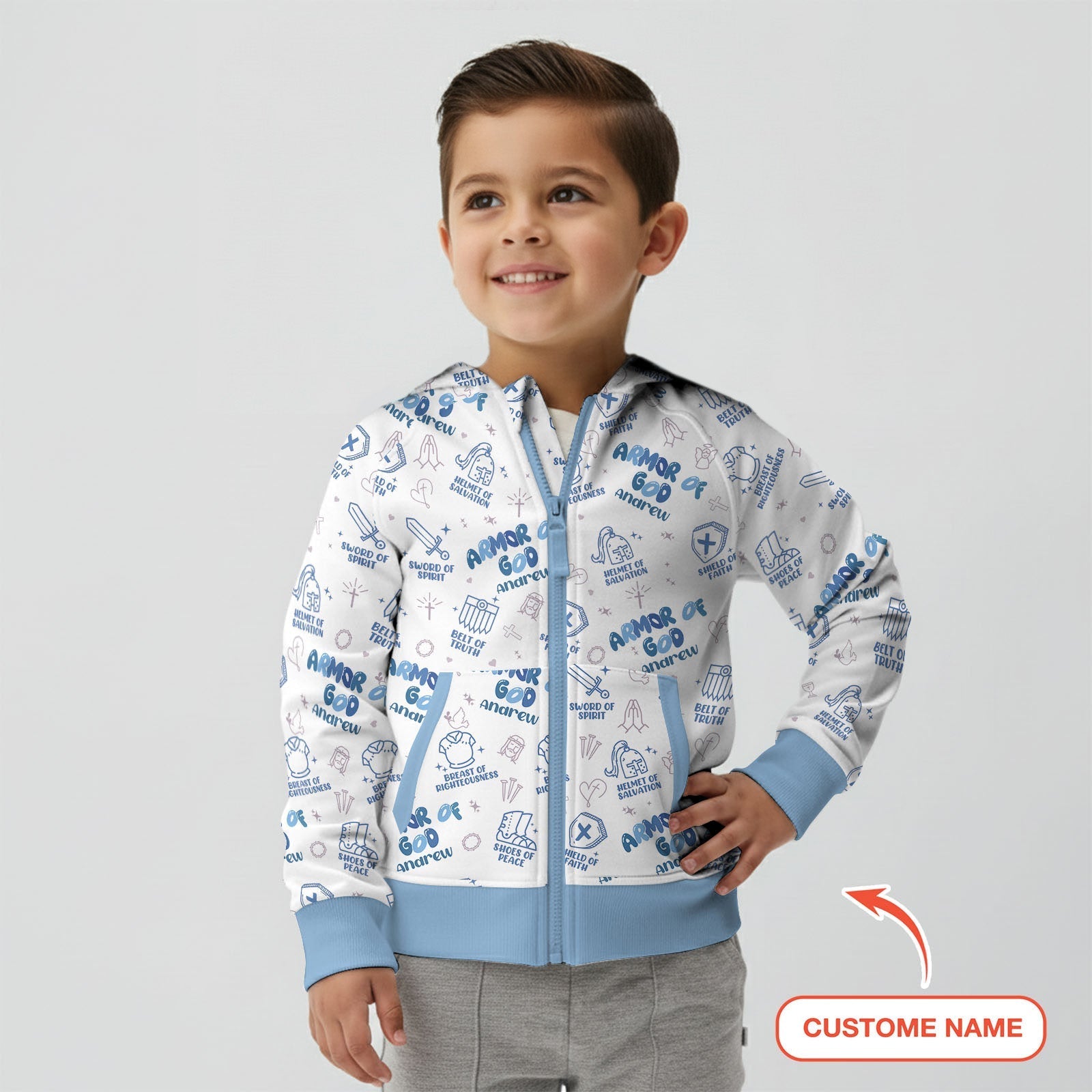 Armor of God Custom Name Zip Hoodie - StazzyBaby