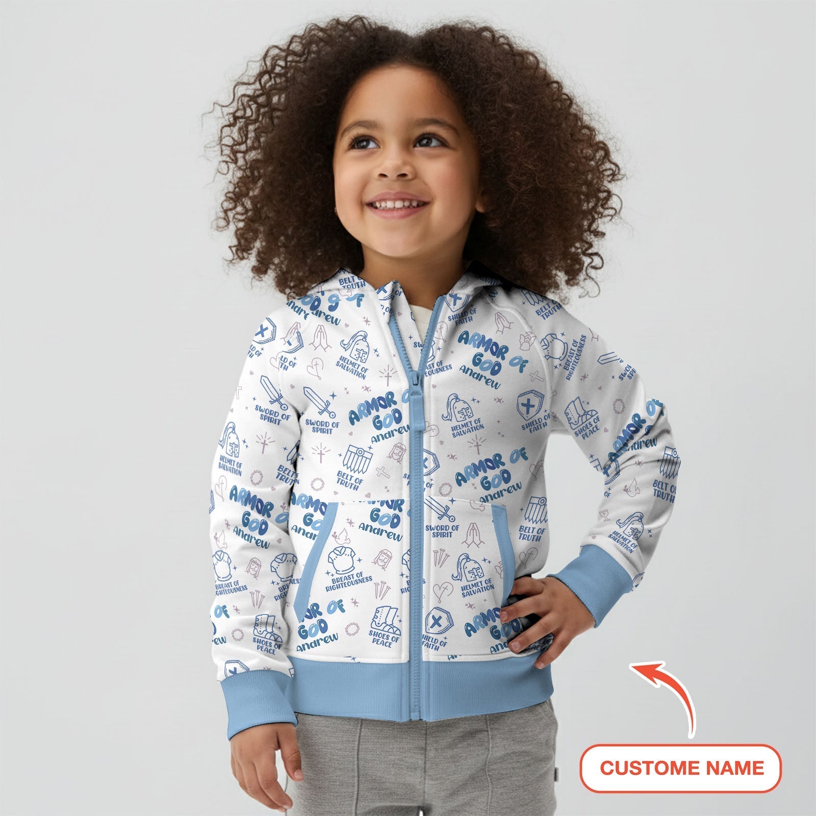 Armor of God Custom Name Zip Hoodie - StazzyBaby