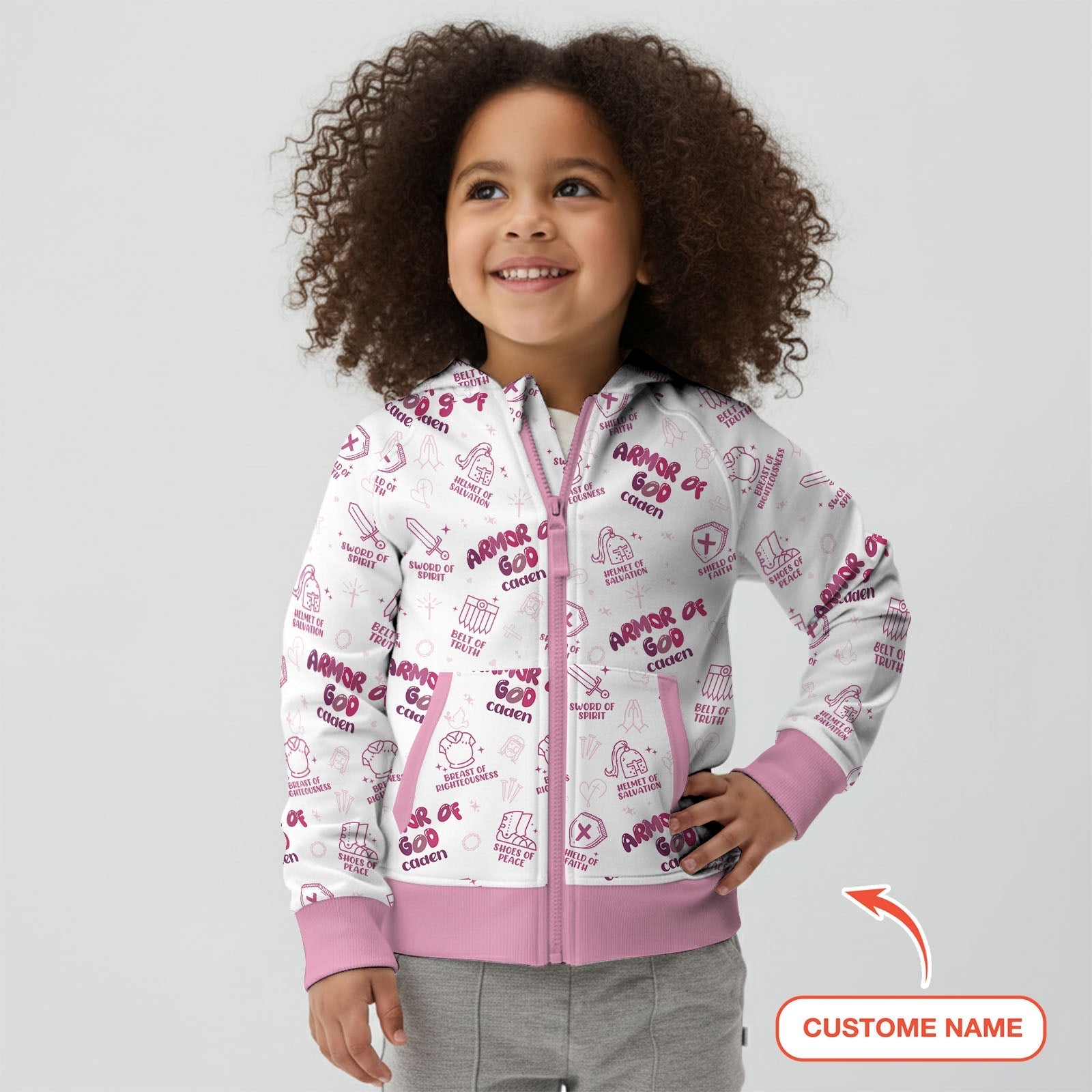Armor of God Custom Name Zip Hoodie - StazzyBaby