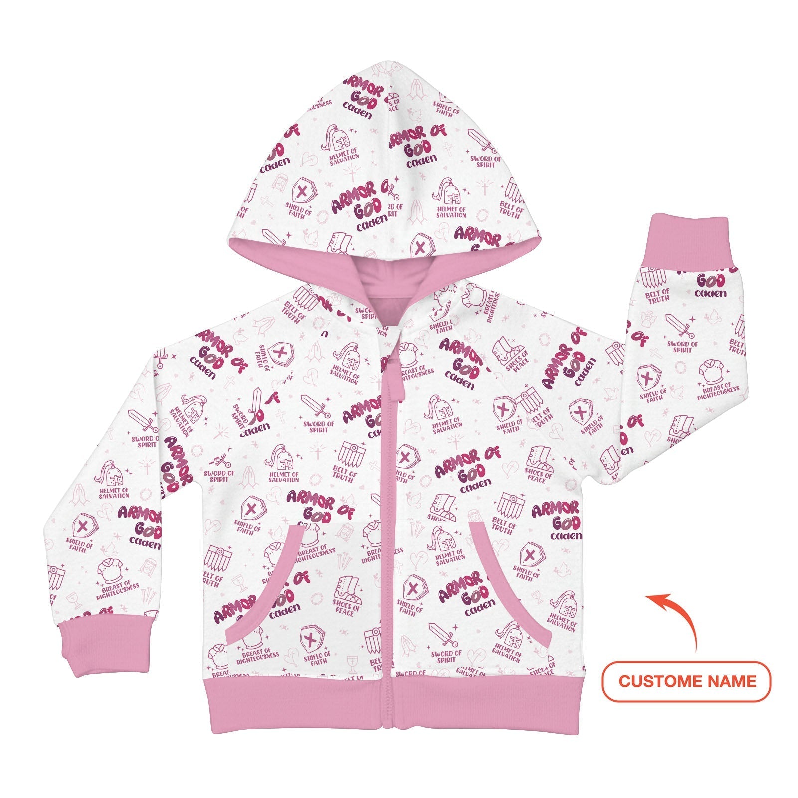 Armor of God Custom Name Zip Hoodie - StazzyBaby