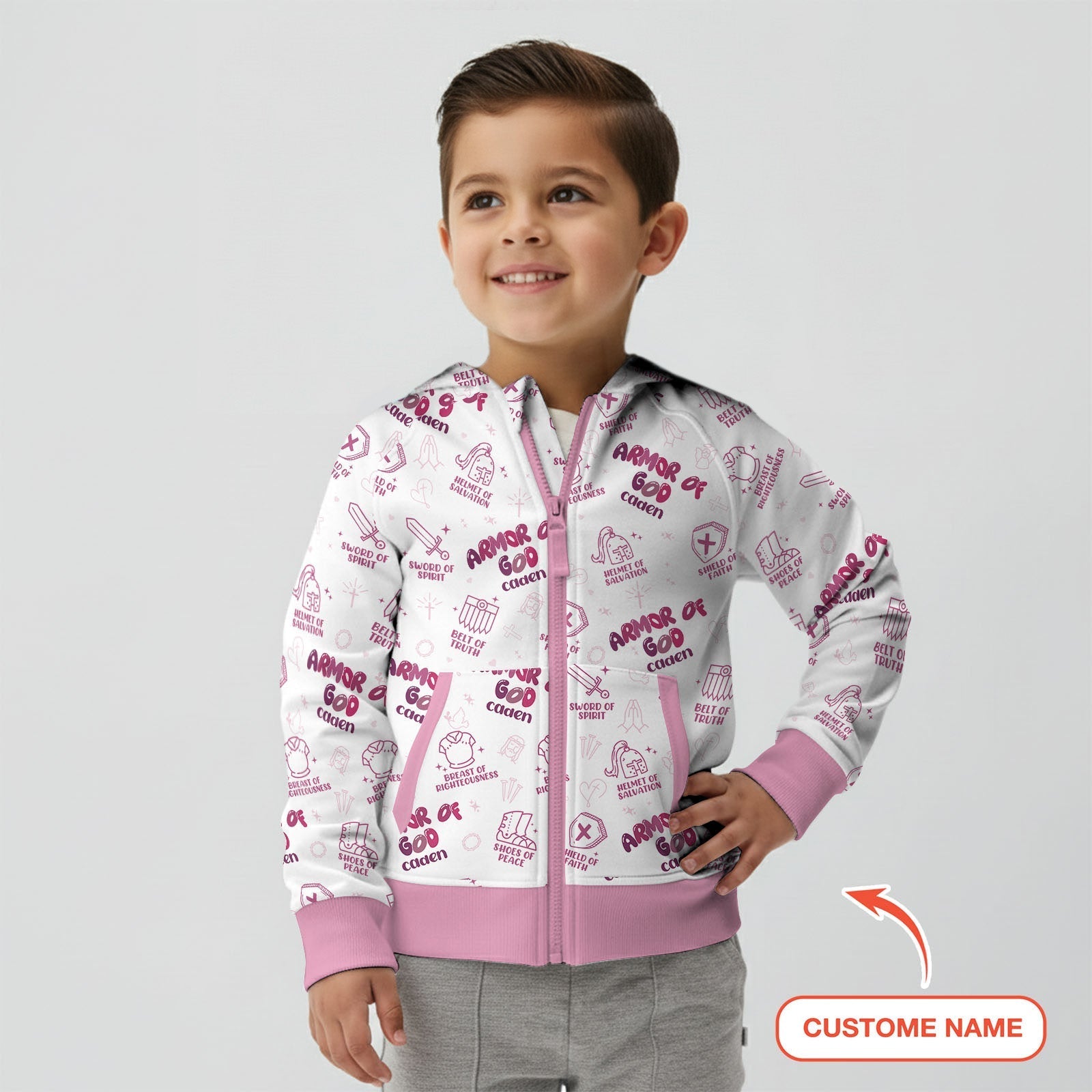 Armor of God Custom Name Zip Hoodie - StazzyBaby