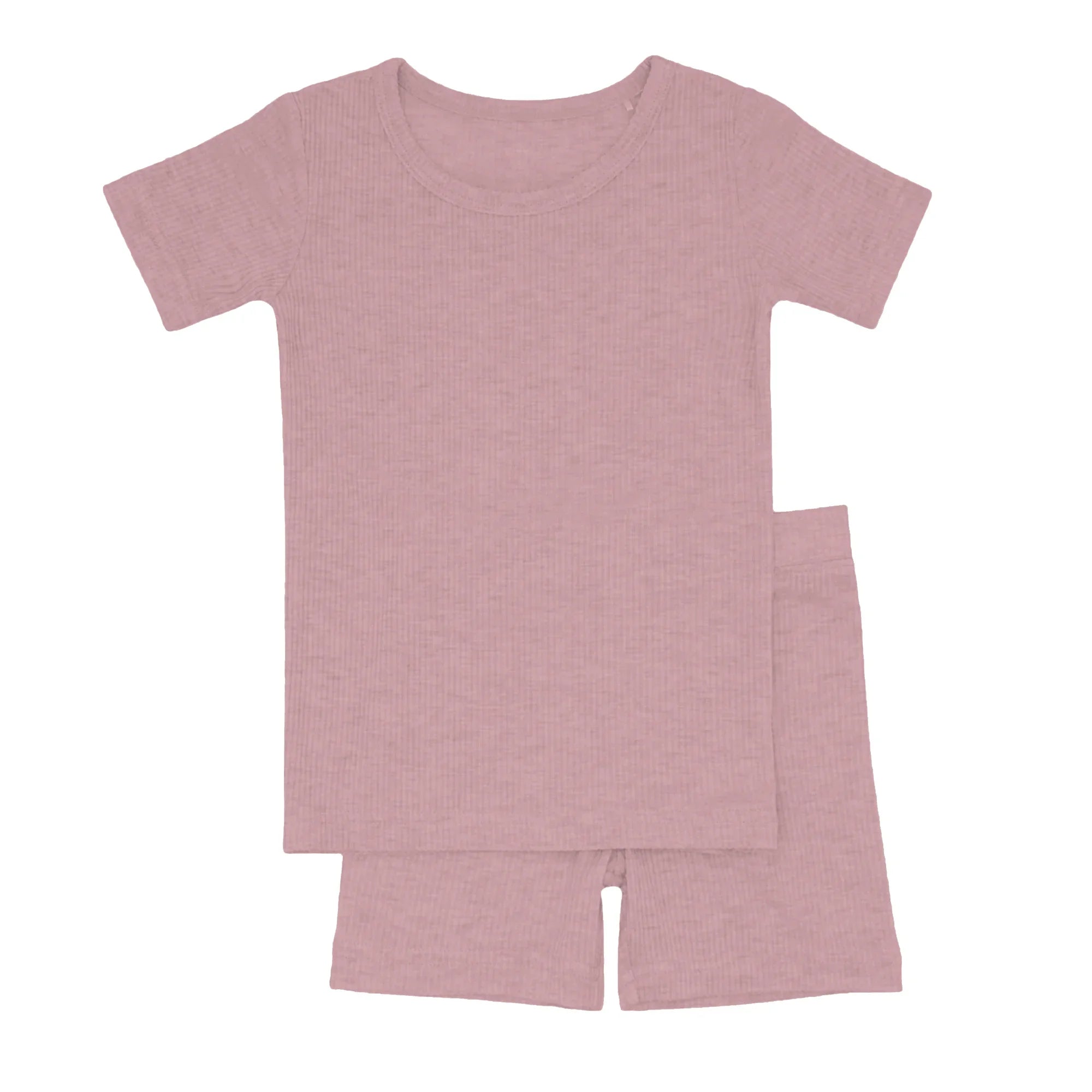 Blush Petal Ribbed Two Piece Short Sleeve Shorts Pajama Set - StazzyBaby