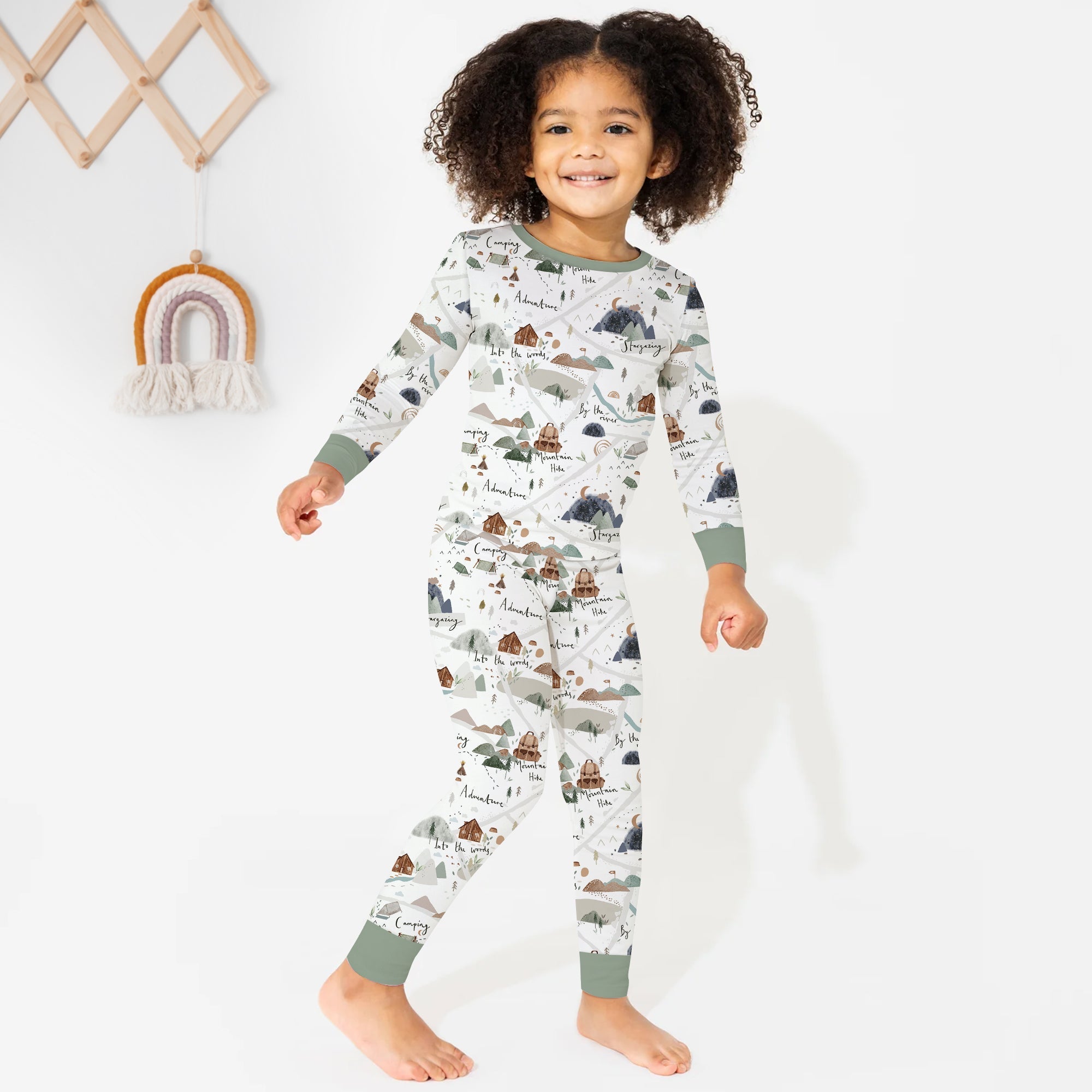 Camping Route Map Two Piece Long Sleeve Pajama Set - StazzyBaby