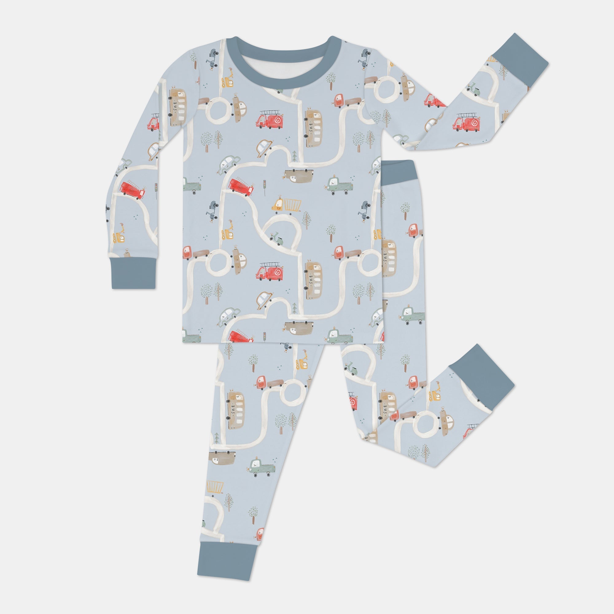 Car Route Map Two Piece Long Sleeve Pajama Set - StazzyBaby