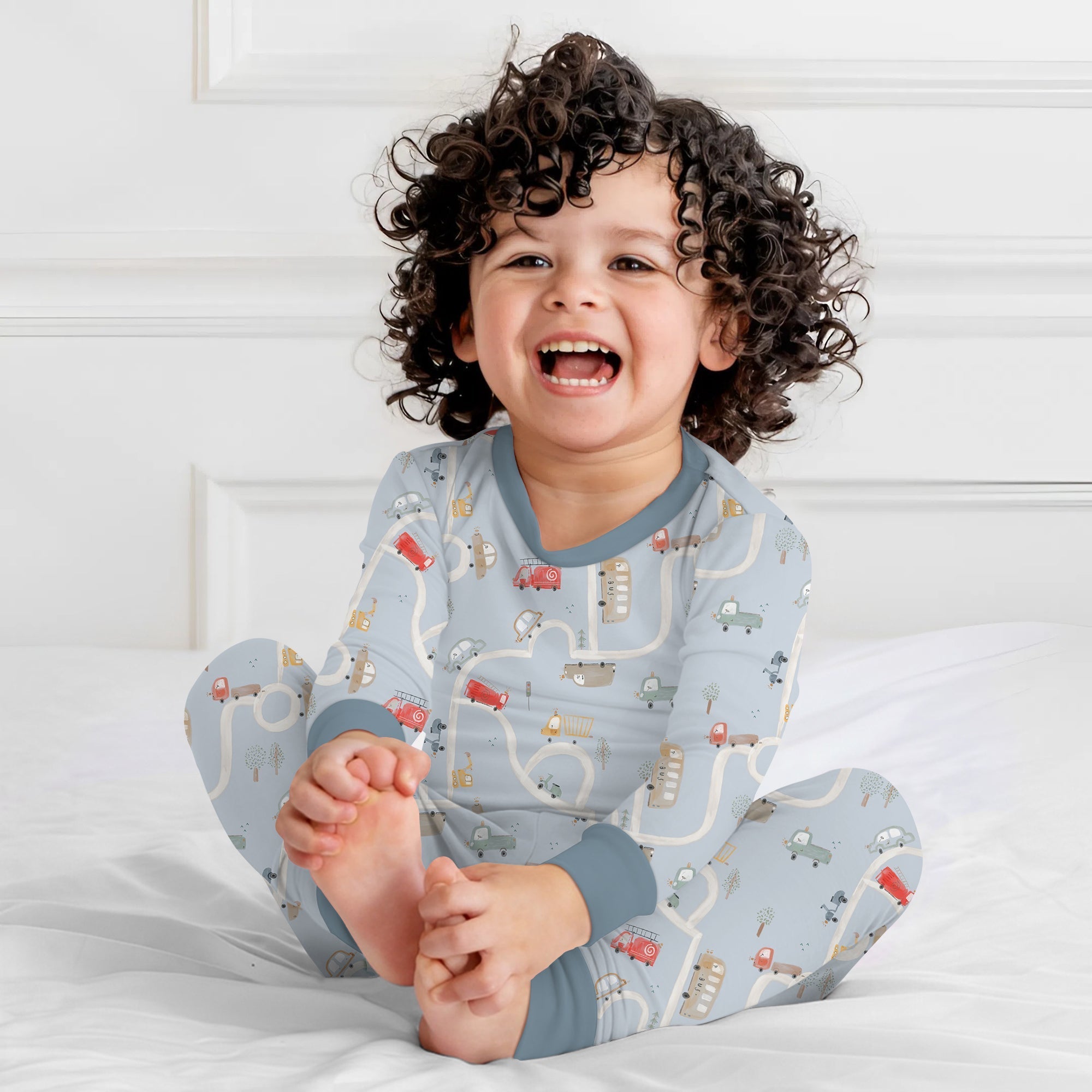 Car Route Map Two Piece Long Sleeve Pajama Set - StazzyBaby