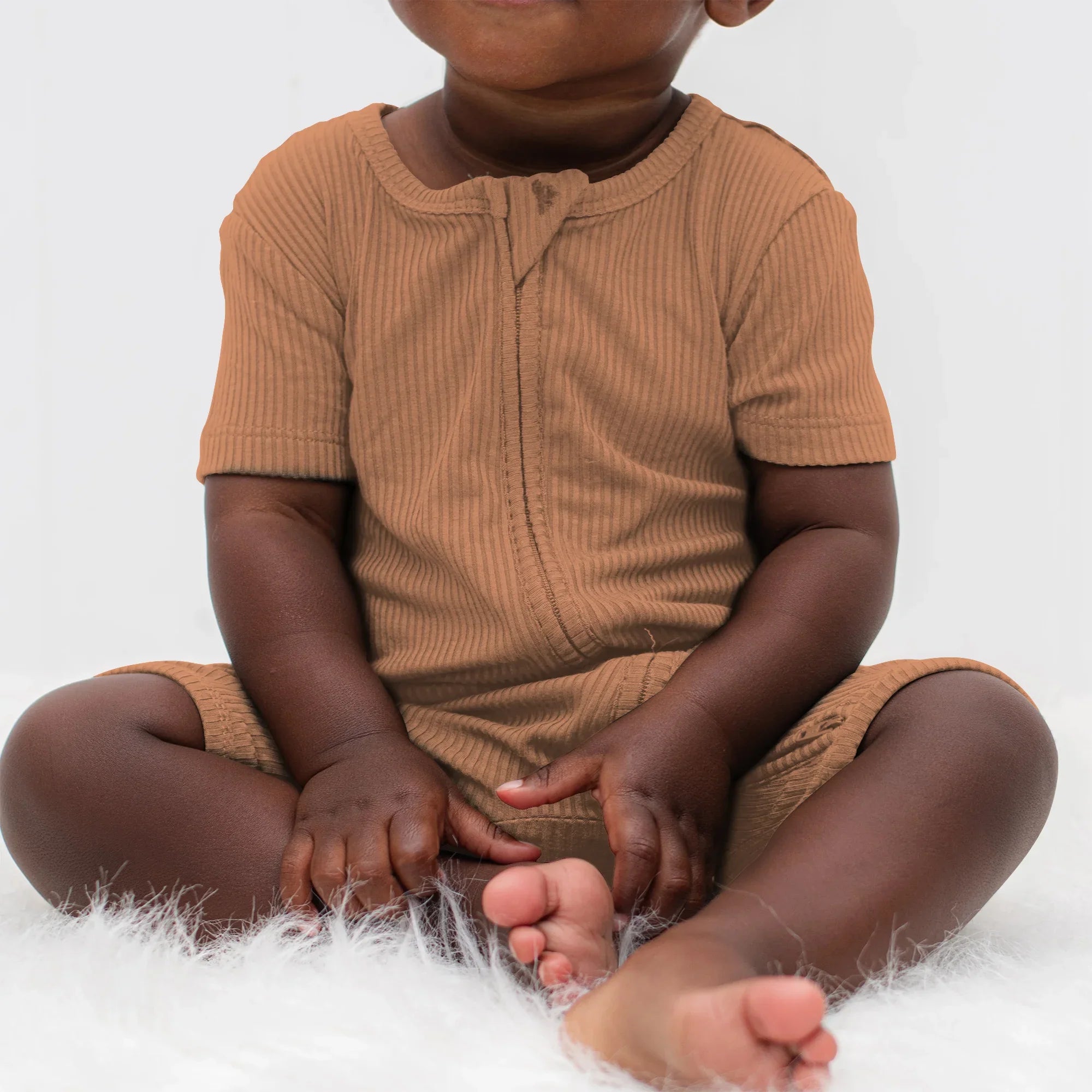 Caramel Ribbed Shorty Zippy - StazzyBaby