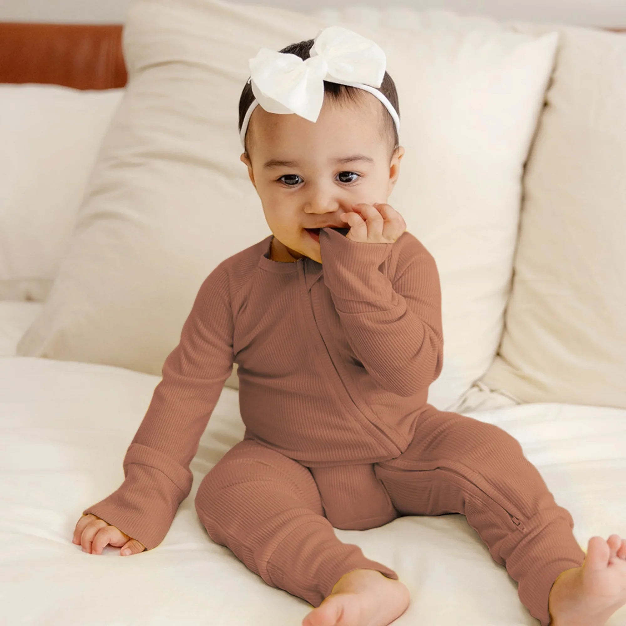 Caramel Ribbed Zippy - StazzyBaby