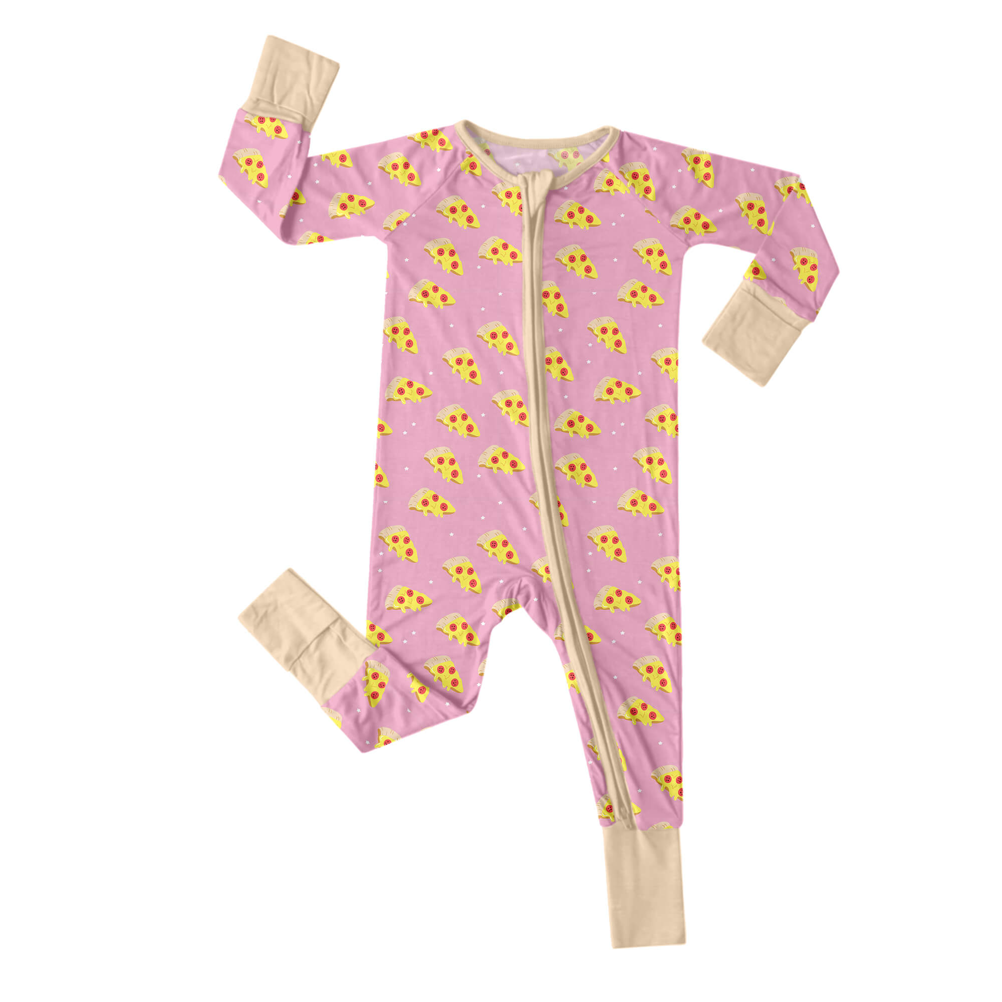 Cheese Pizza Slices Convertible Zippered Romper - StazzyBaby