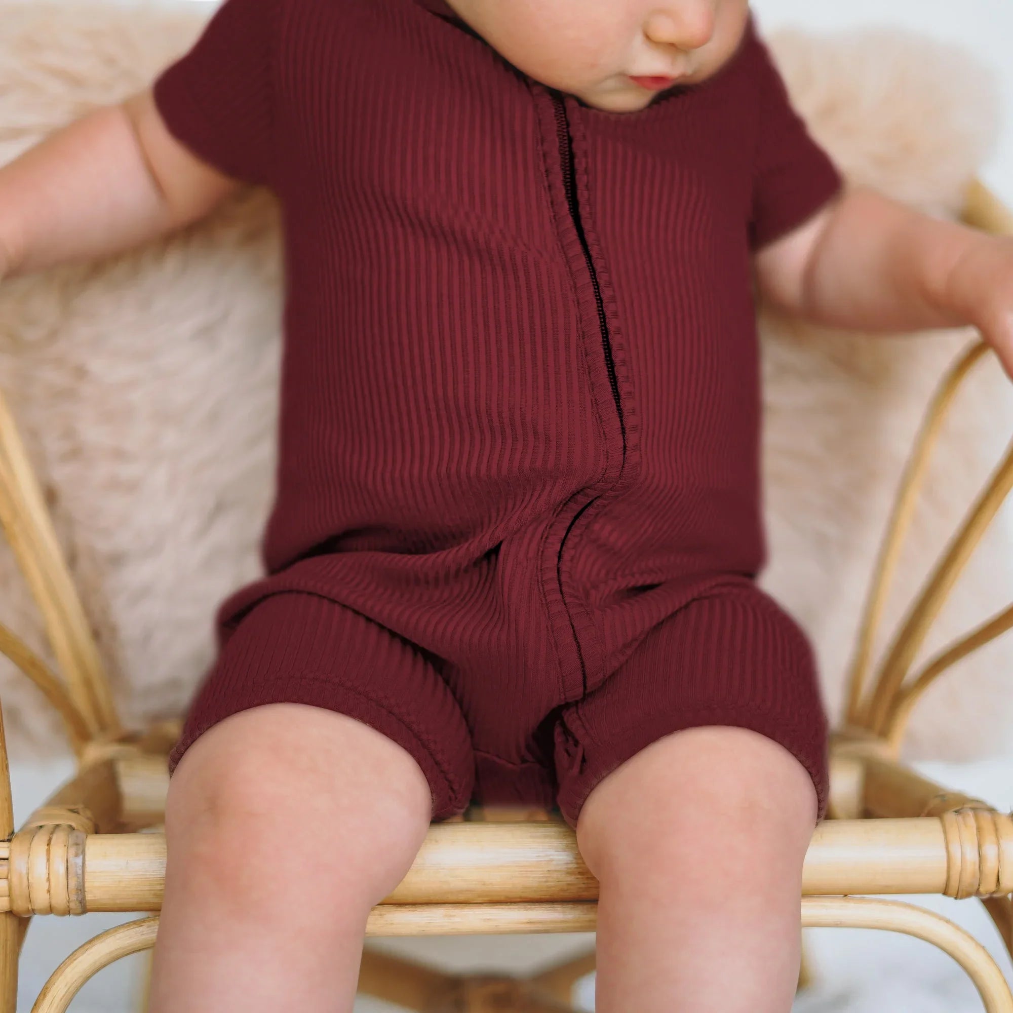 Cherrywood Ribbed Shorty Zippy - StazzyBaby