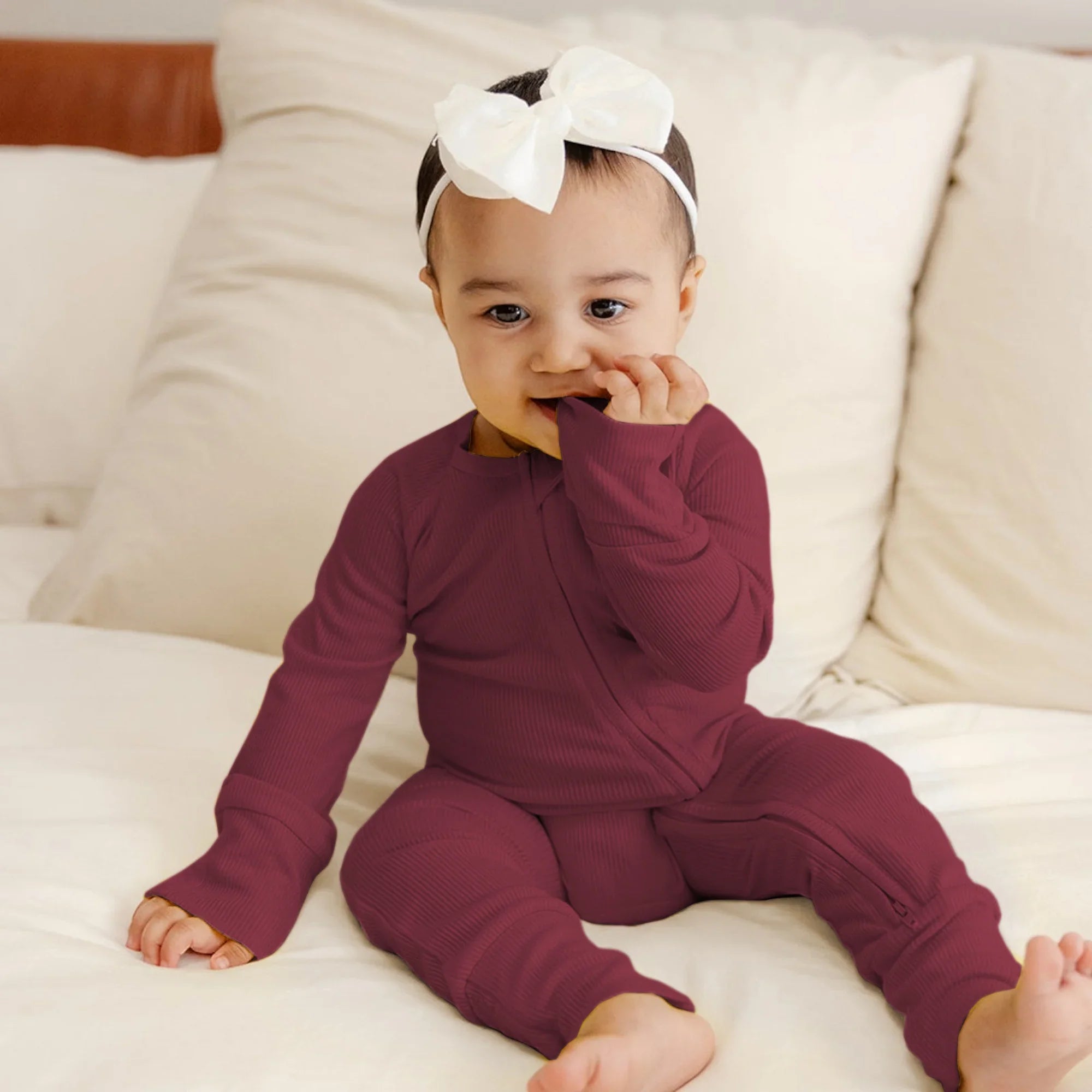 Cherrywood Ribbed Zippy - StazzyBaby