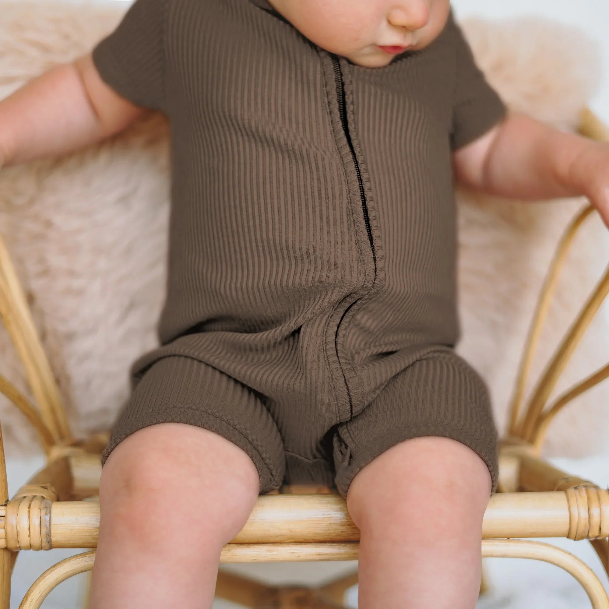 Cocoa Ribbed Shorty Zippy - StazzyBaby