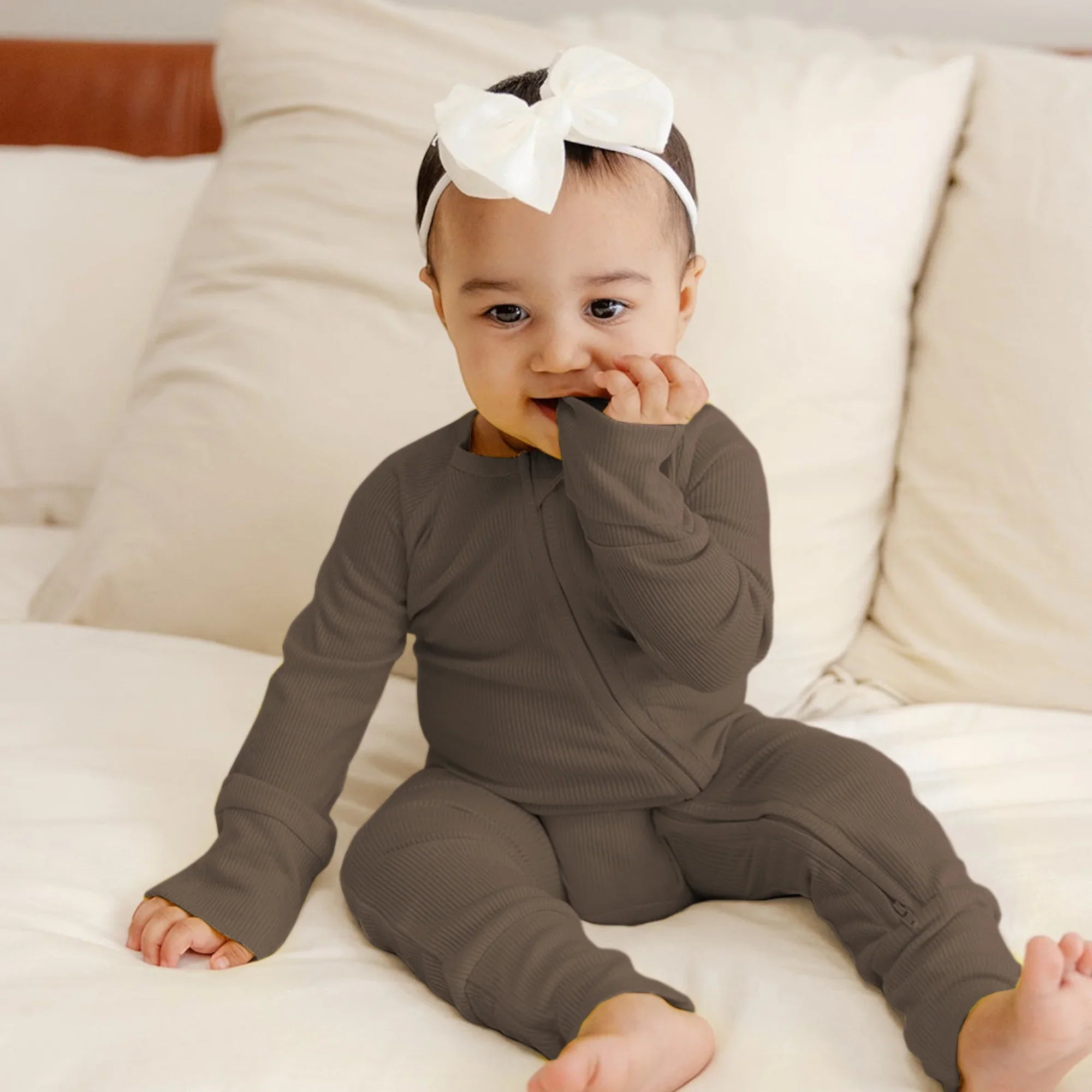 Cocoa Ribbed Zippy - StazzyBaby