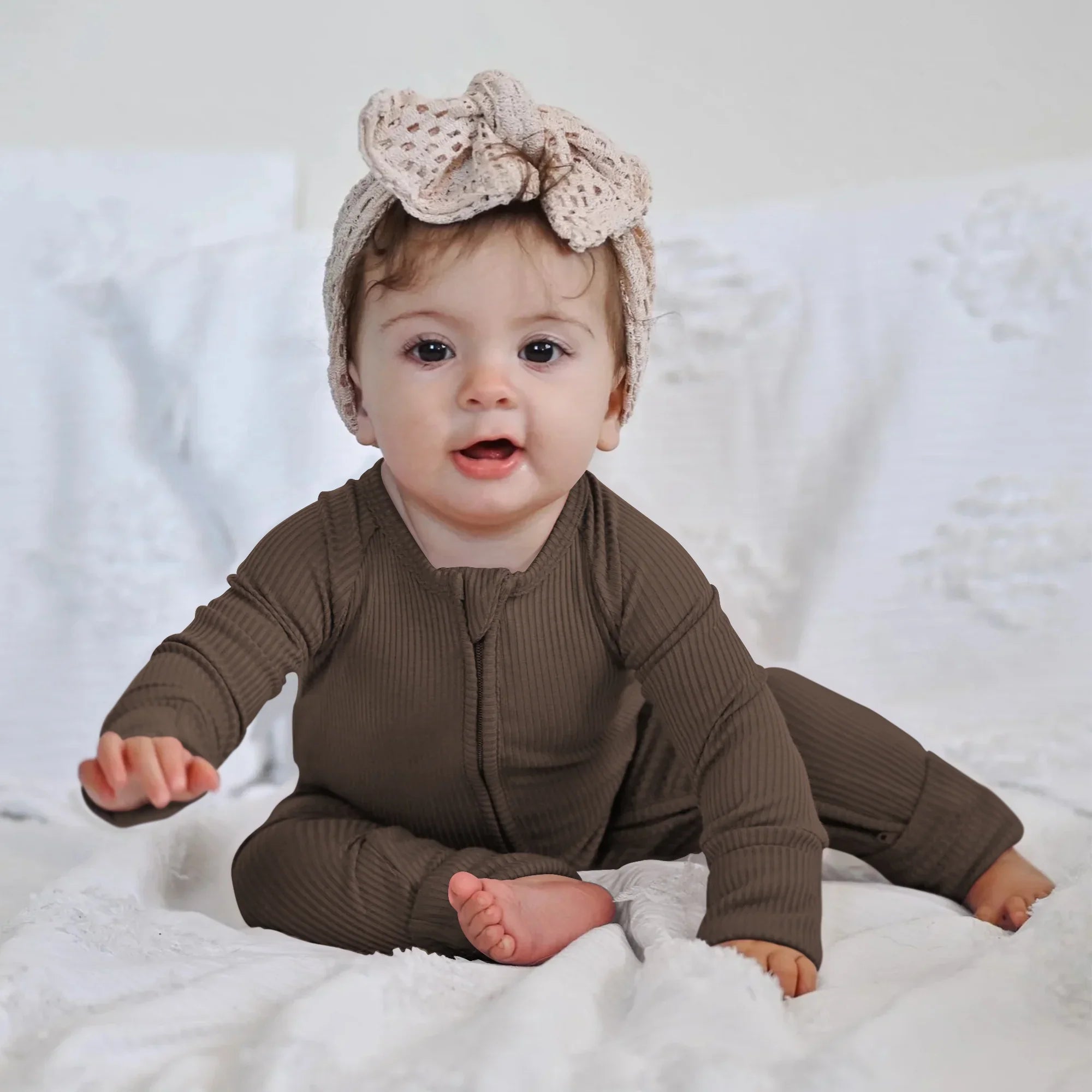 Cocoa Ribbed Zippy - StazzyBaby