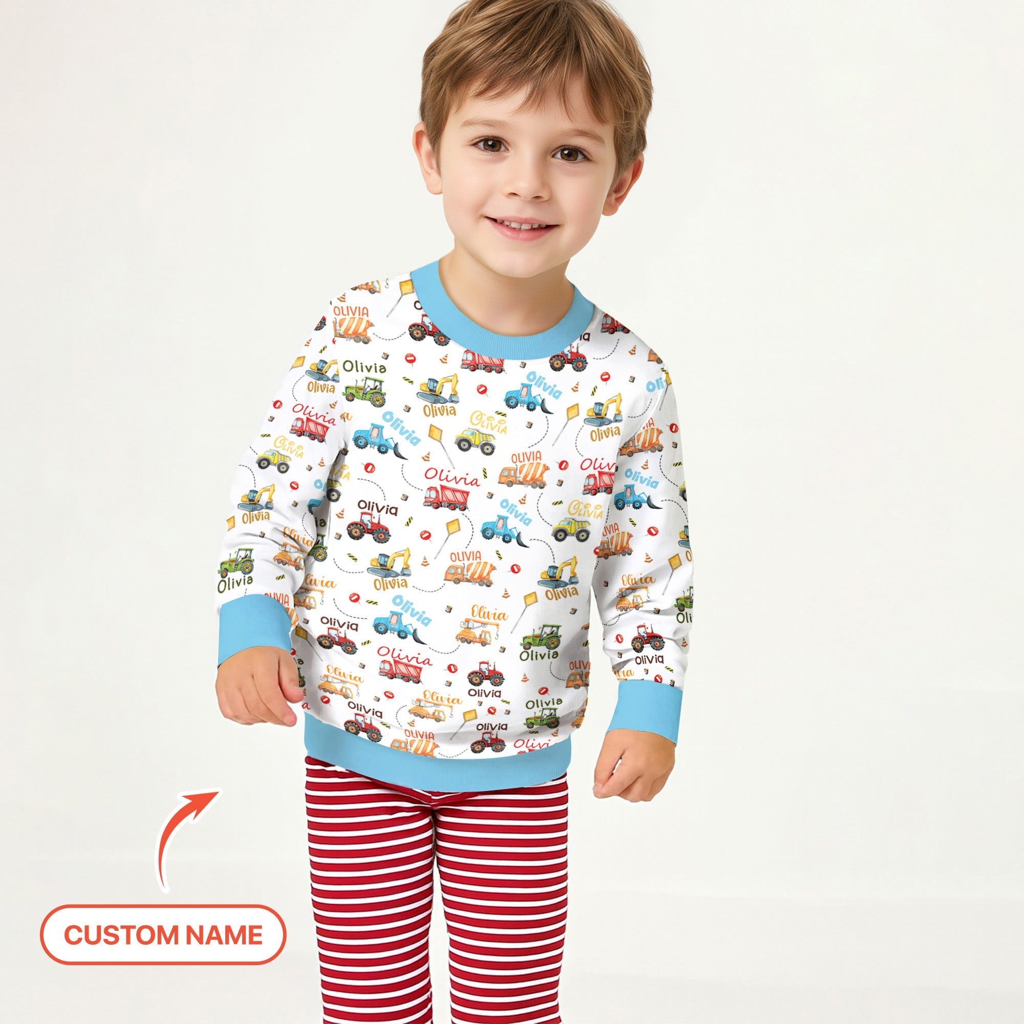 Construction Vehicles Custom Name Crewneck Sweatshirt - StazzyBaby