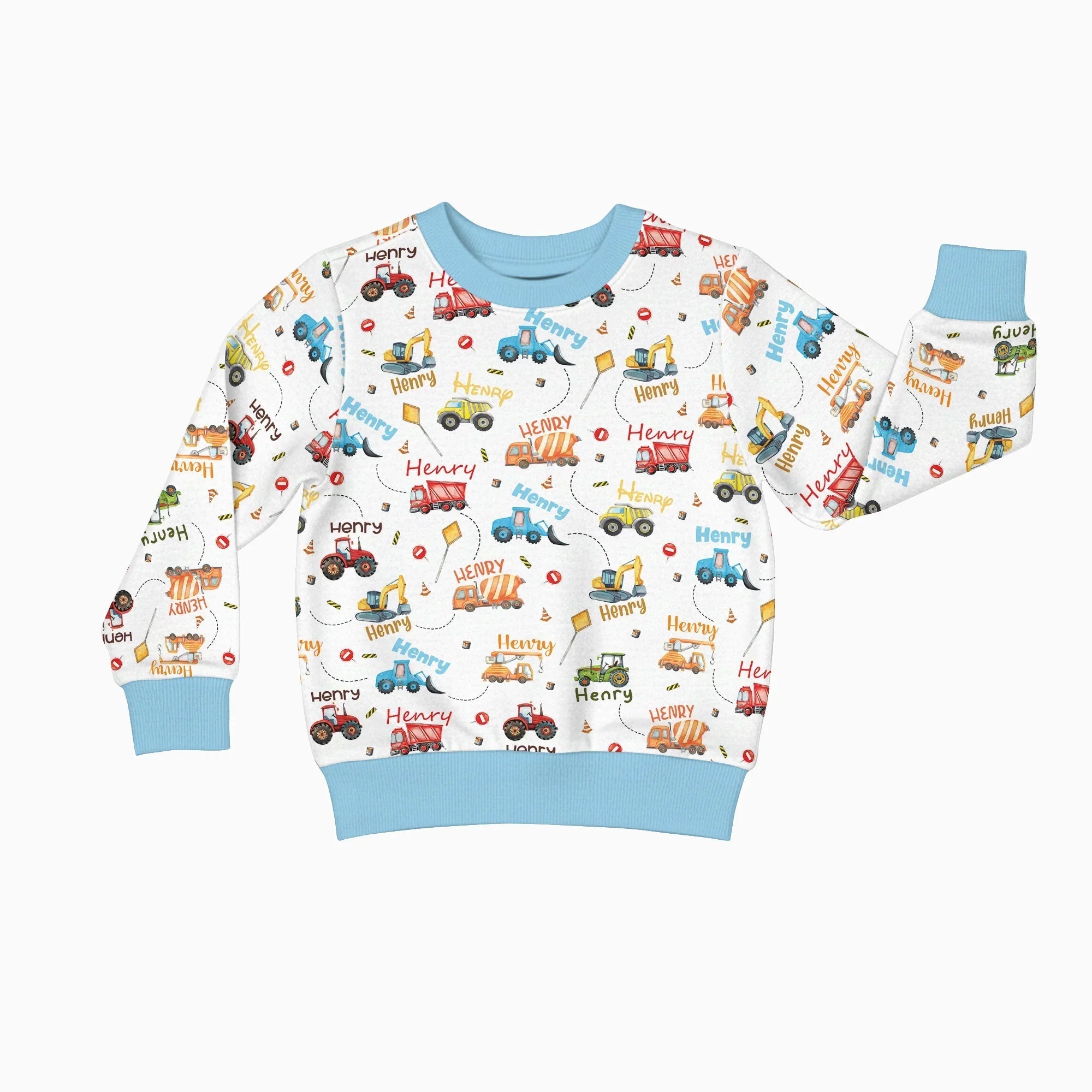 Construction Vehicles Custom Name Crewneck Sweatshirt - StazzyBaby