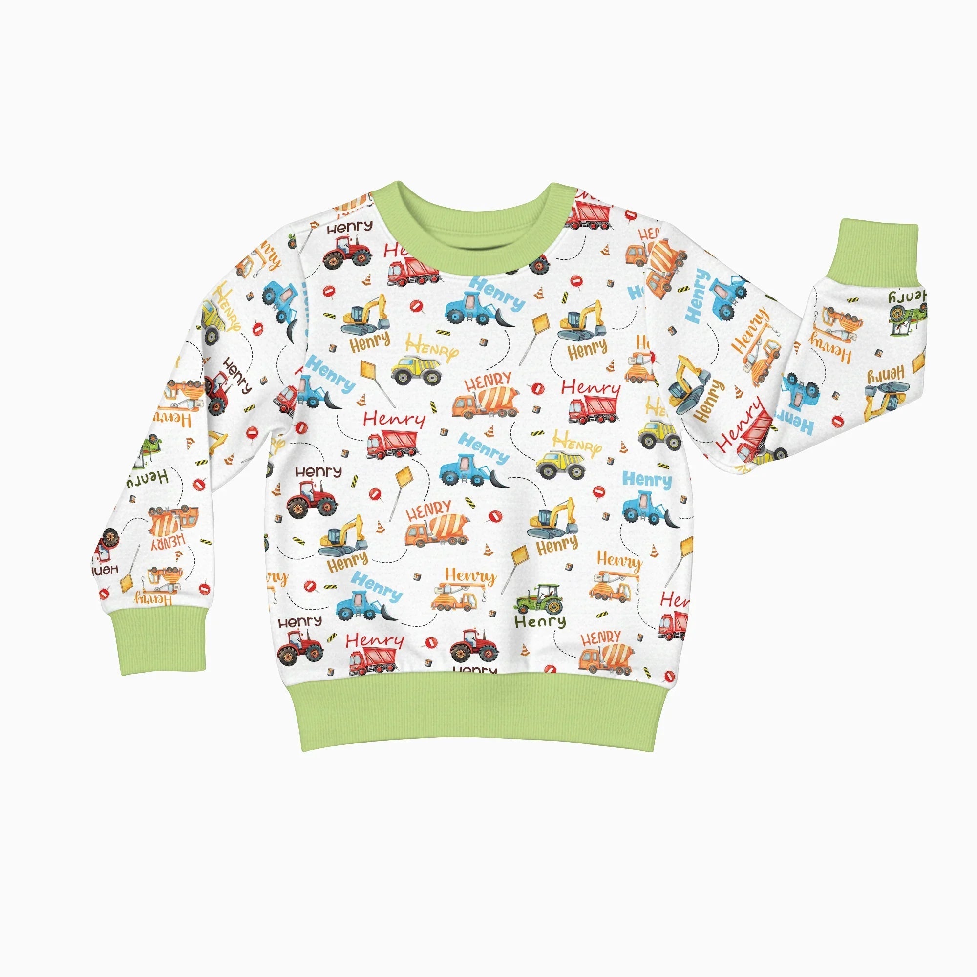 Construction Vehicles Custom Name Crewneck Sweatshirt - StazzyBaby