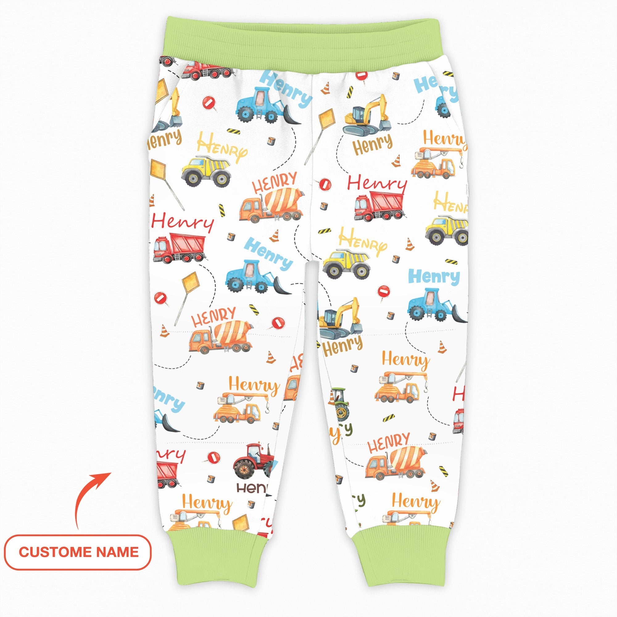 Construction Vehicles Custom Name Jogger - StazzyBaby