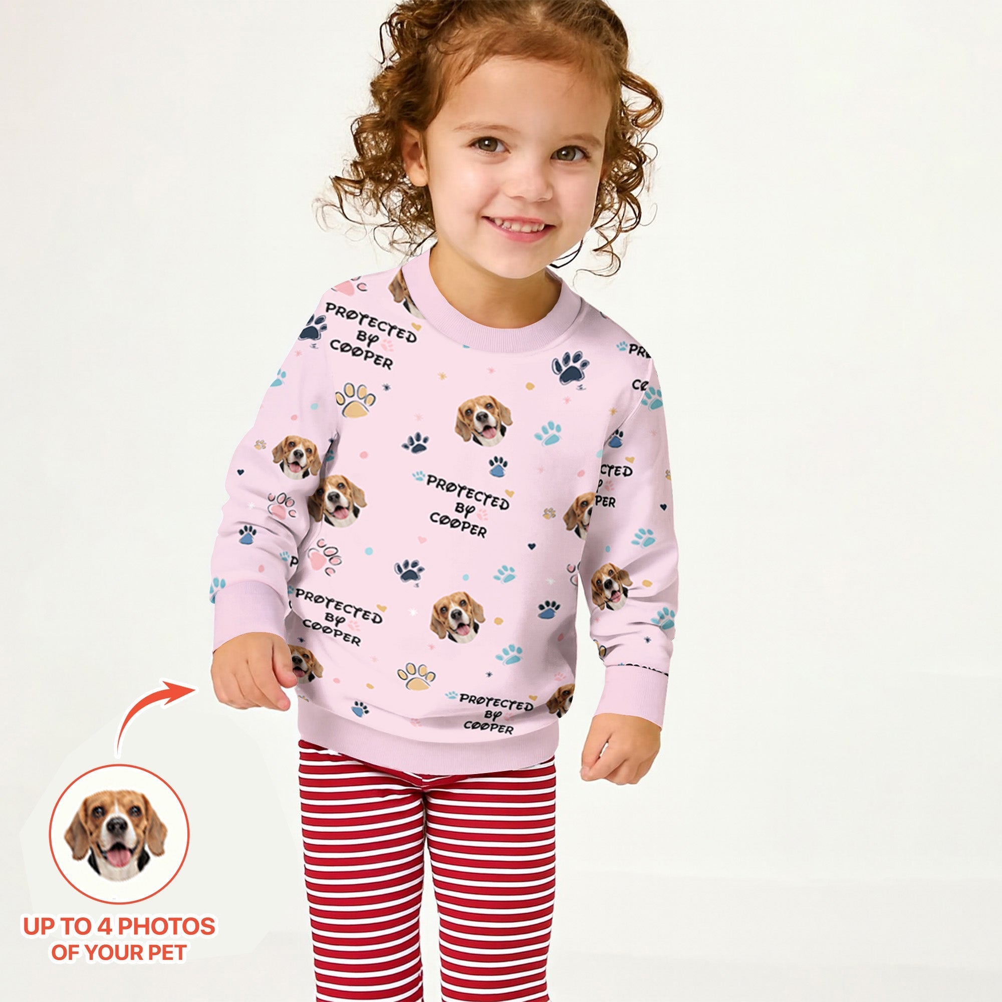 Custom Dog Photo Pattern "Protected By" Crewneck Sweatshirt - StazzyBaby