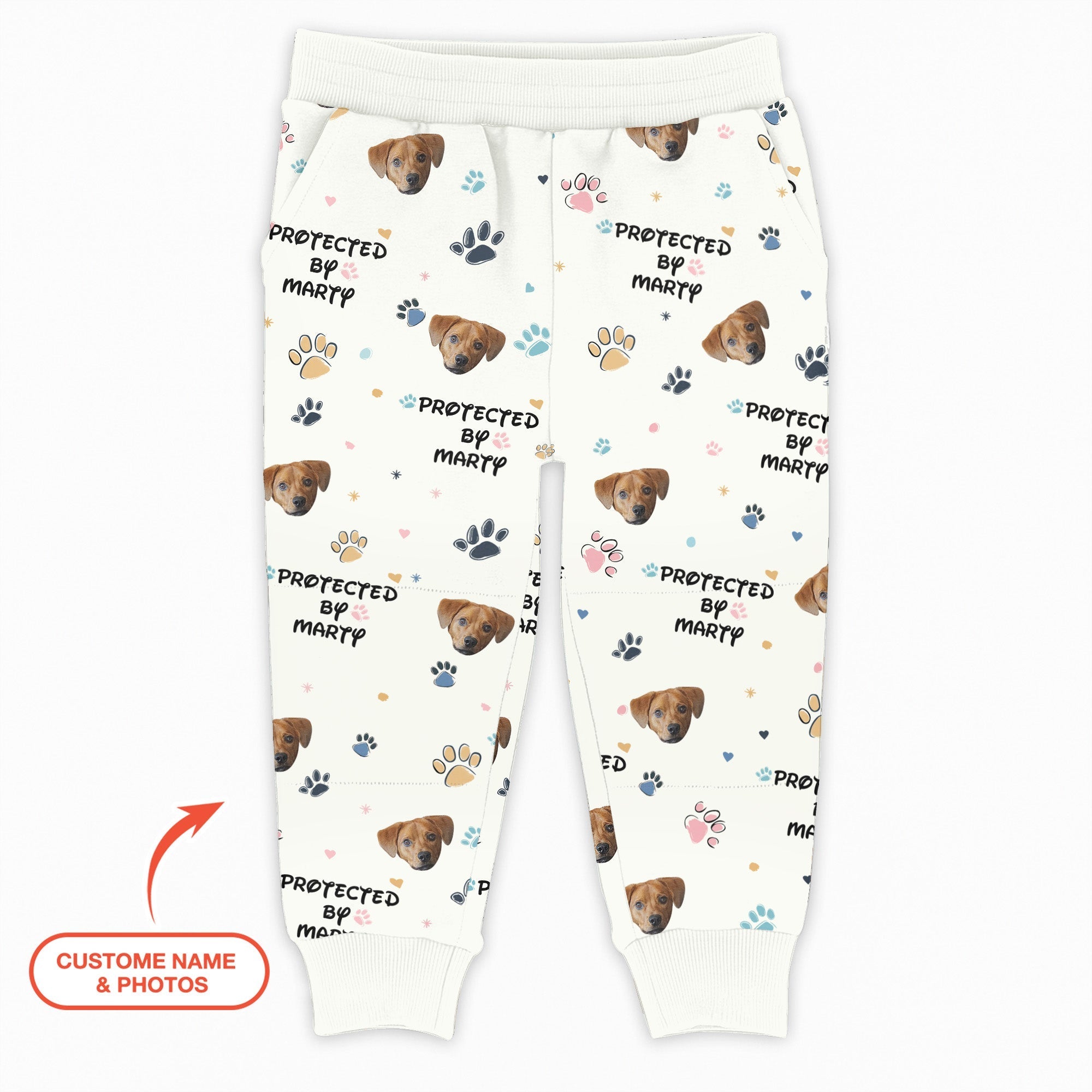 Custom Dog Photo Pattern "Protected By" Jogger - StazzyBaby