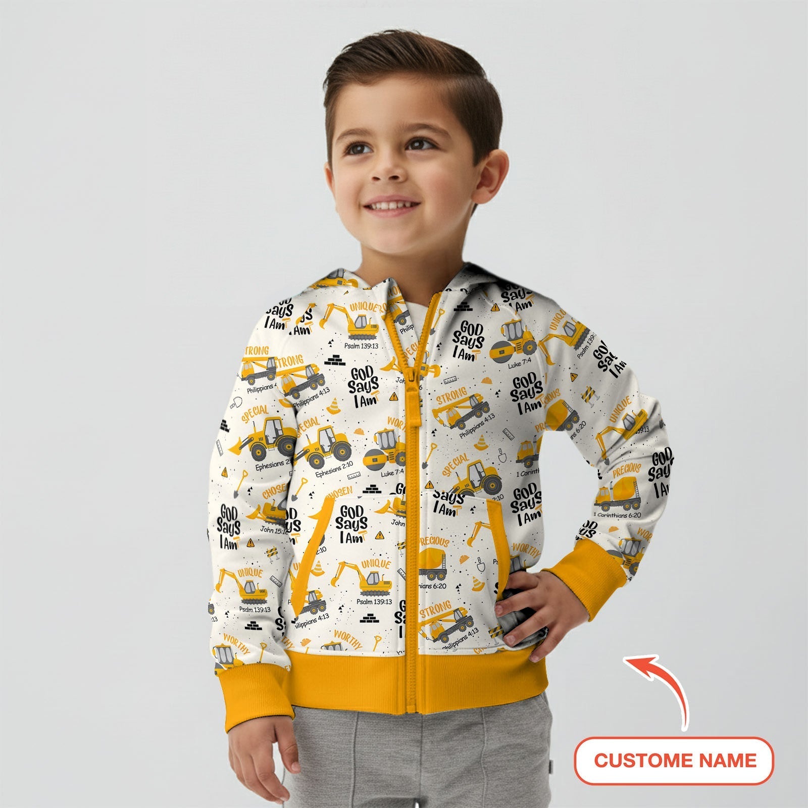 Custom Name God Says I Am Boy Zip Hoodie - StazzyBaby