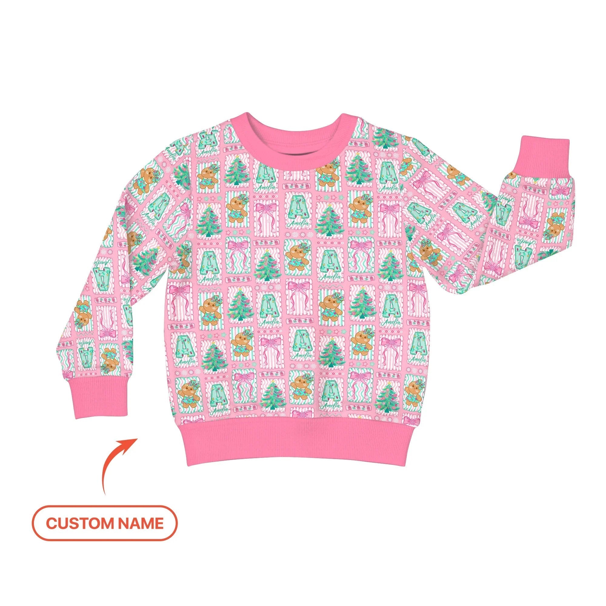 Custom Name "Merry Pink Christmas" Crewneck Sweatshirt - StazzyBaby