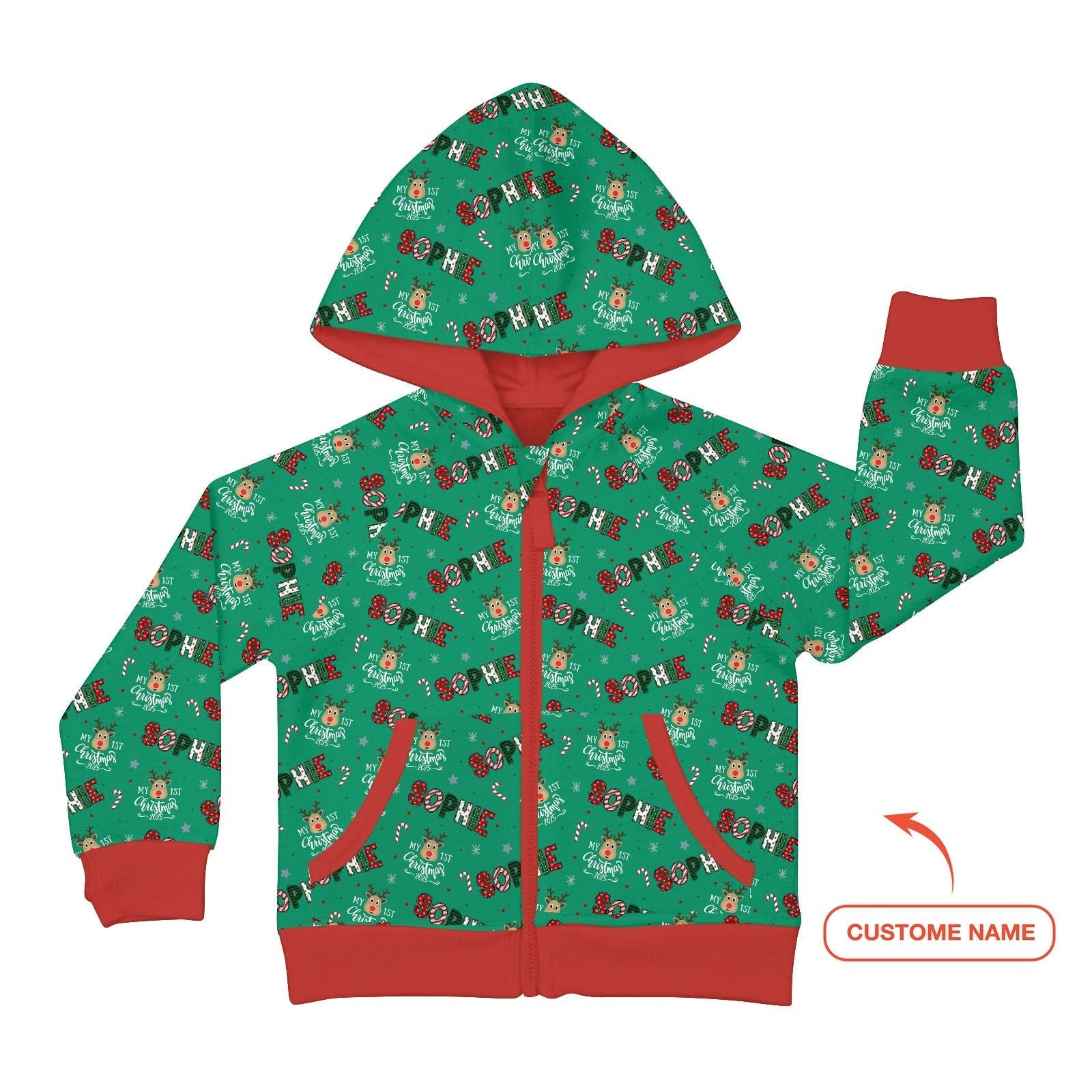 Custom Name "My First Christmas" Zip Hoodie - StazzyBaby