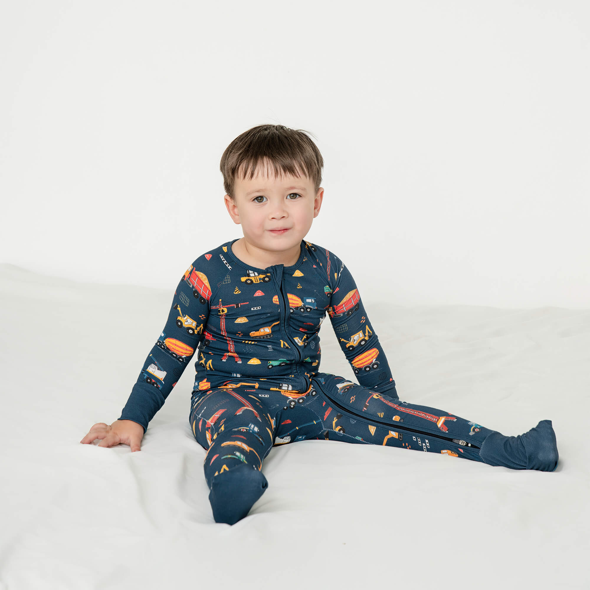 Dark Slate Gray Construction Convertible Zippered Romper - StazzyBaby