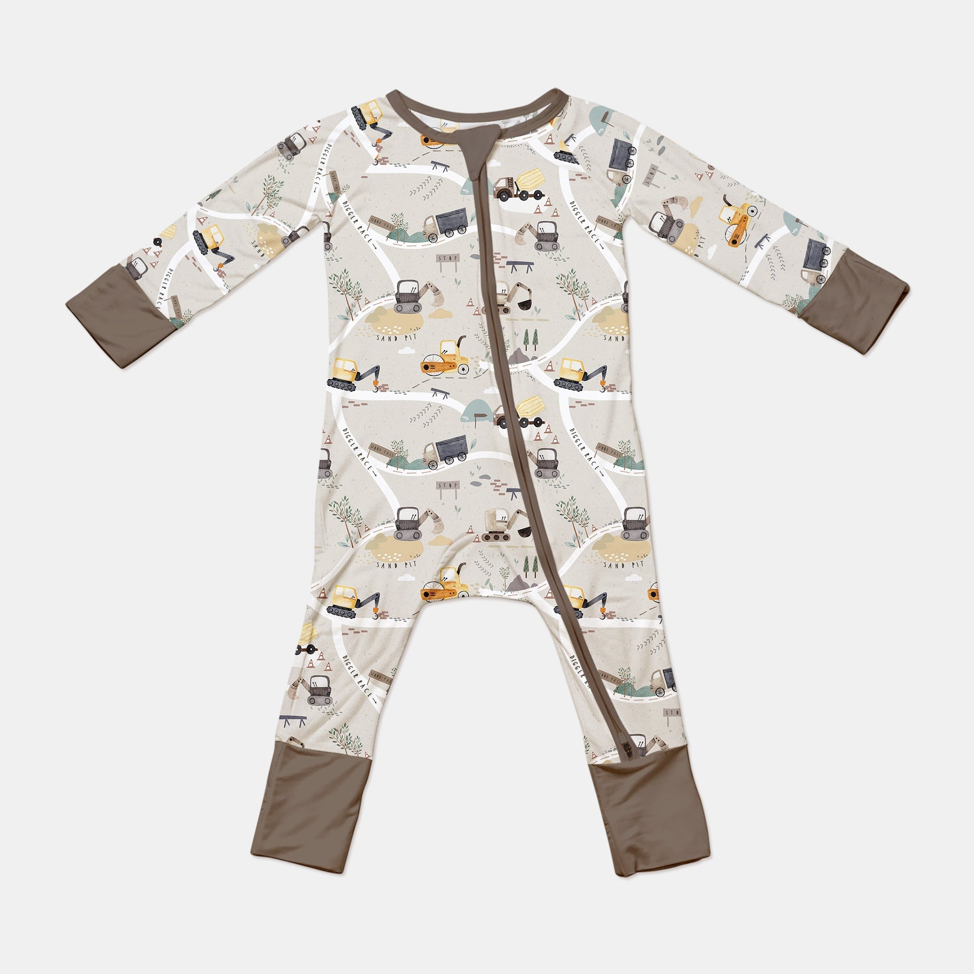Diggers Route Map Convertible Zippered Romper - StazzyBaby