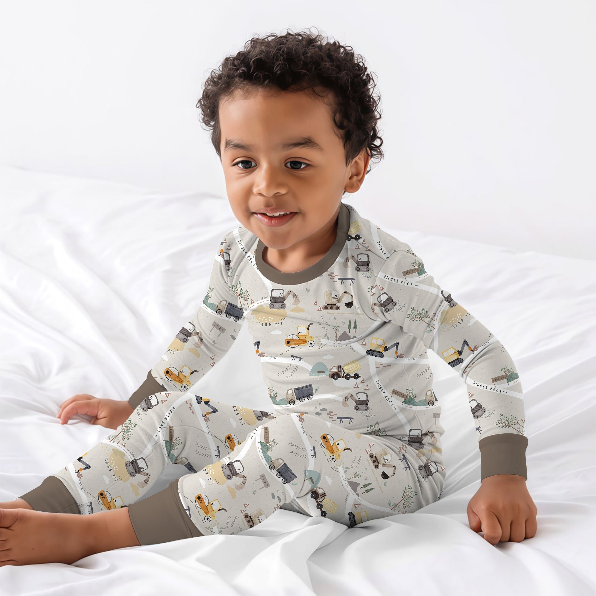 Diggers Route Map Two Piece Long Sleeve Pajama Set - StazzyBaby