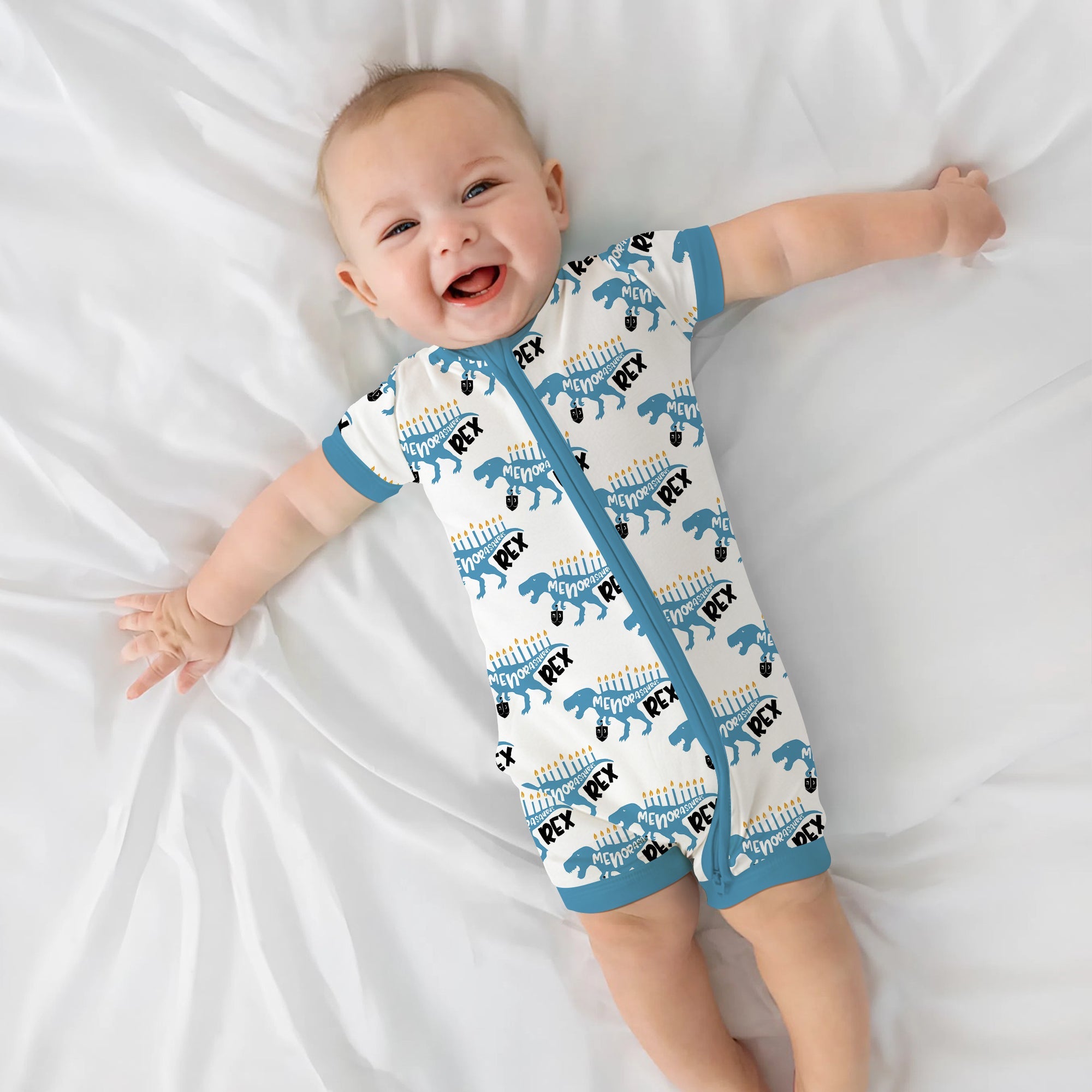 Dinosaur Hanukkah Boy Shorty Zippy - StazzyBaby