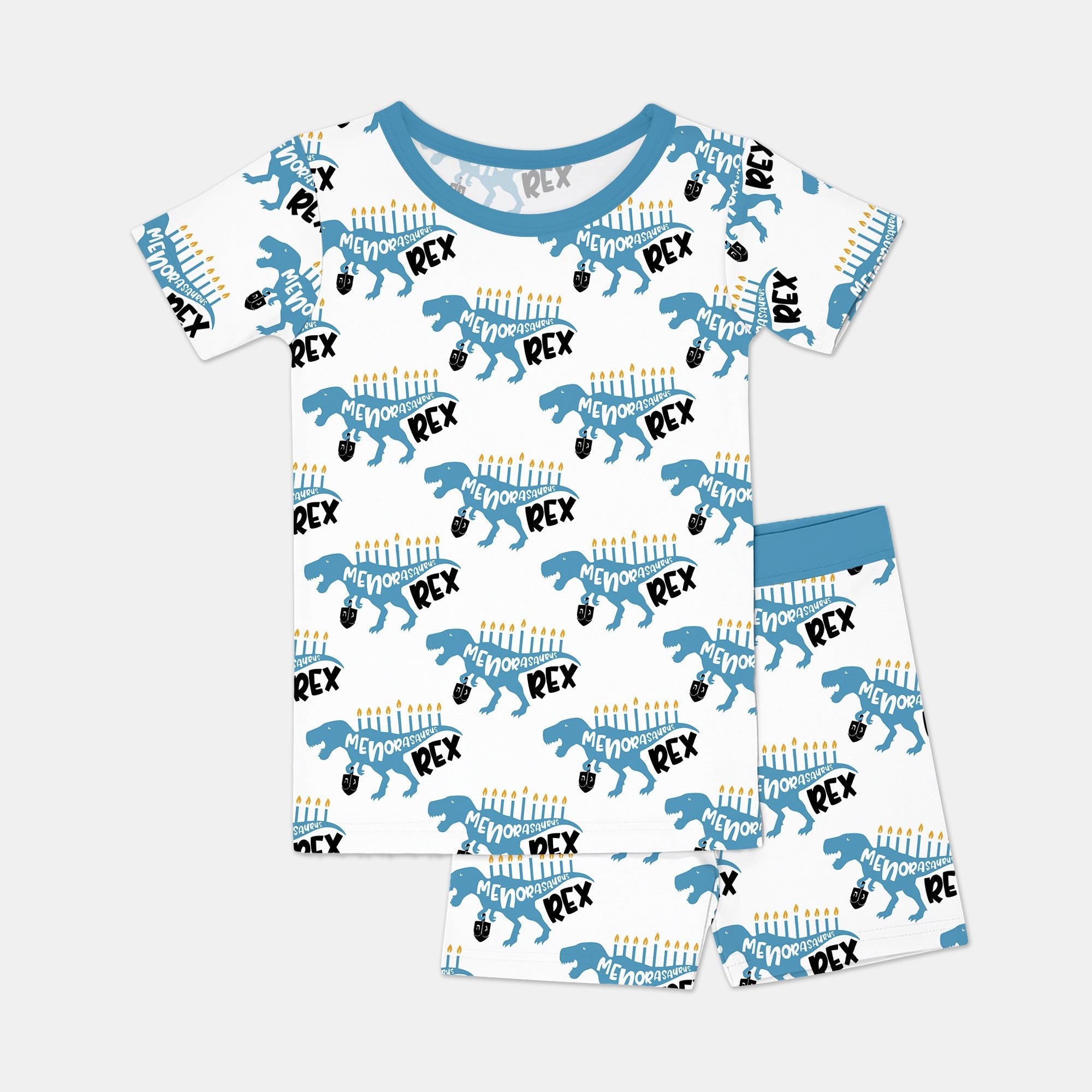 Dinosaur Hanukkah Boy Two Piece Short Sleeve & Shorts Pajama Set - StazzyBaby