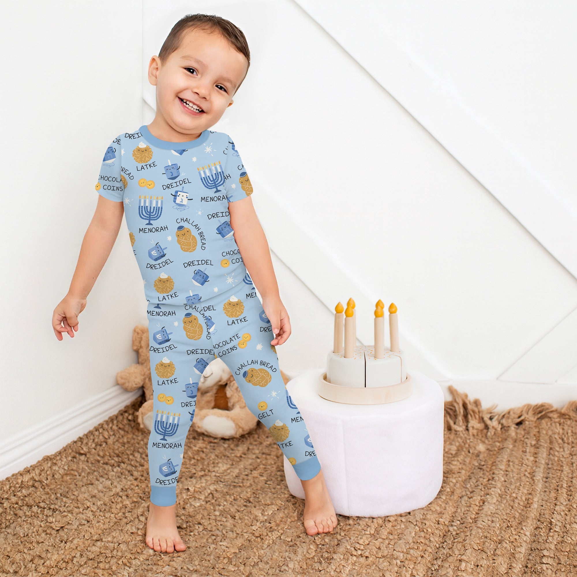 Family Hanukkah Matching Two Piece Short Sleeve & Pants Pajama Set - StazzyBaby