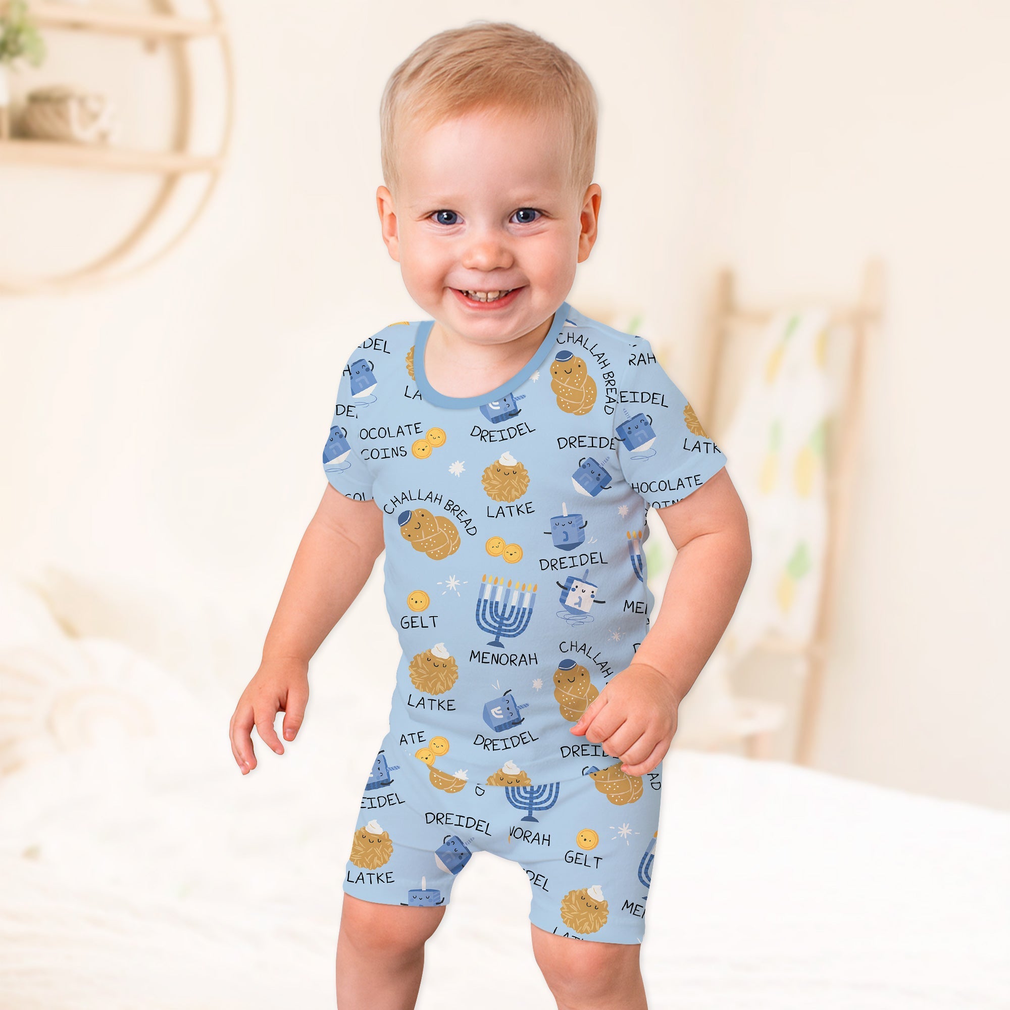 Family Hanukkah Matching Two Piece Short Sleeve & Shorts Pajama Set - StazzyBaby