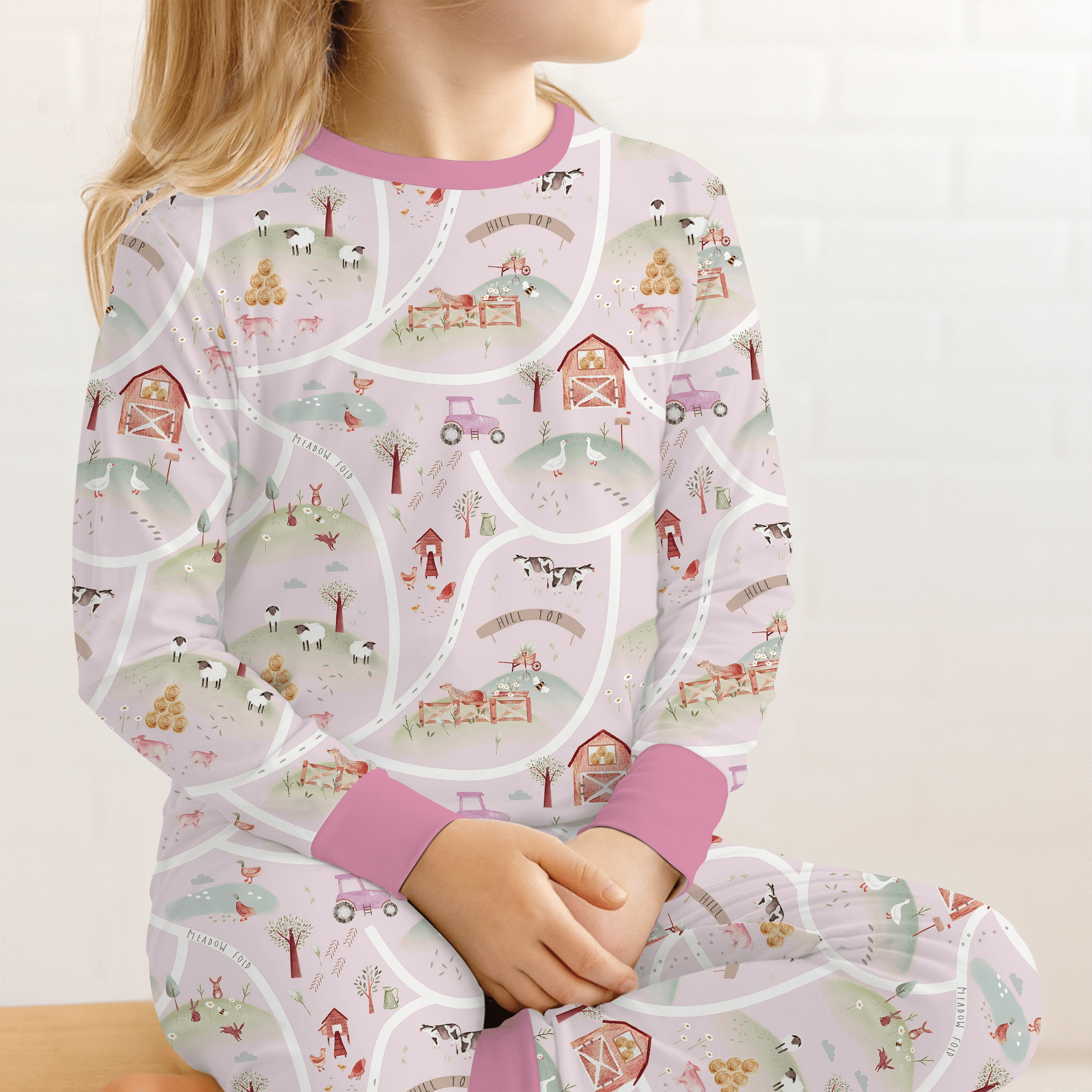Farm Meadow Route Map Two Piece Long Sleeve Pajama Set - StazzyBaby