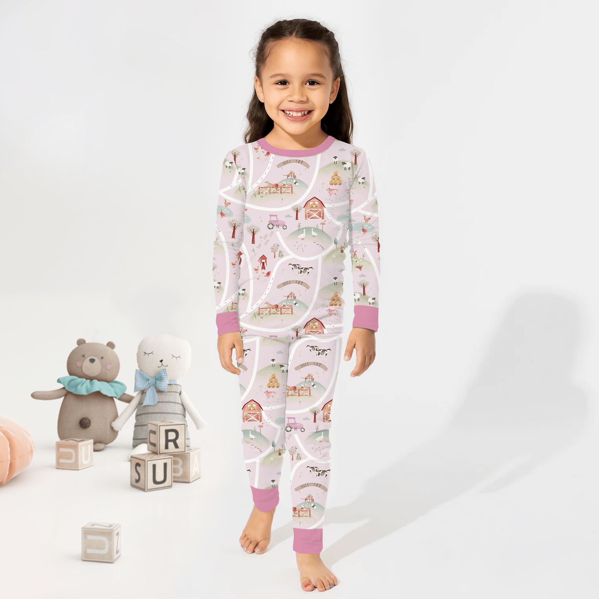Farm Meadow Route Map Two Piece Long Sleeve Pajama Set - StazzyBaby