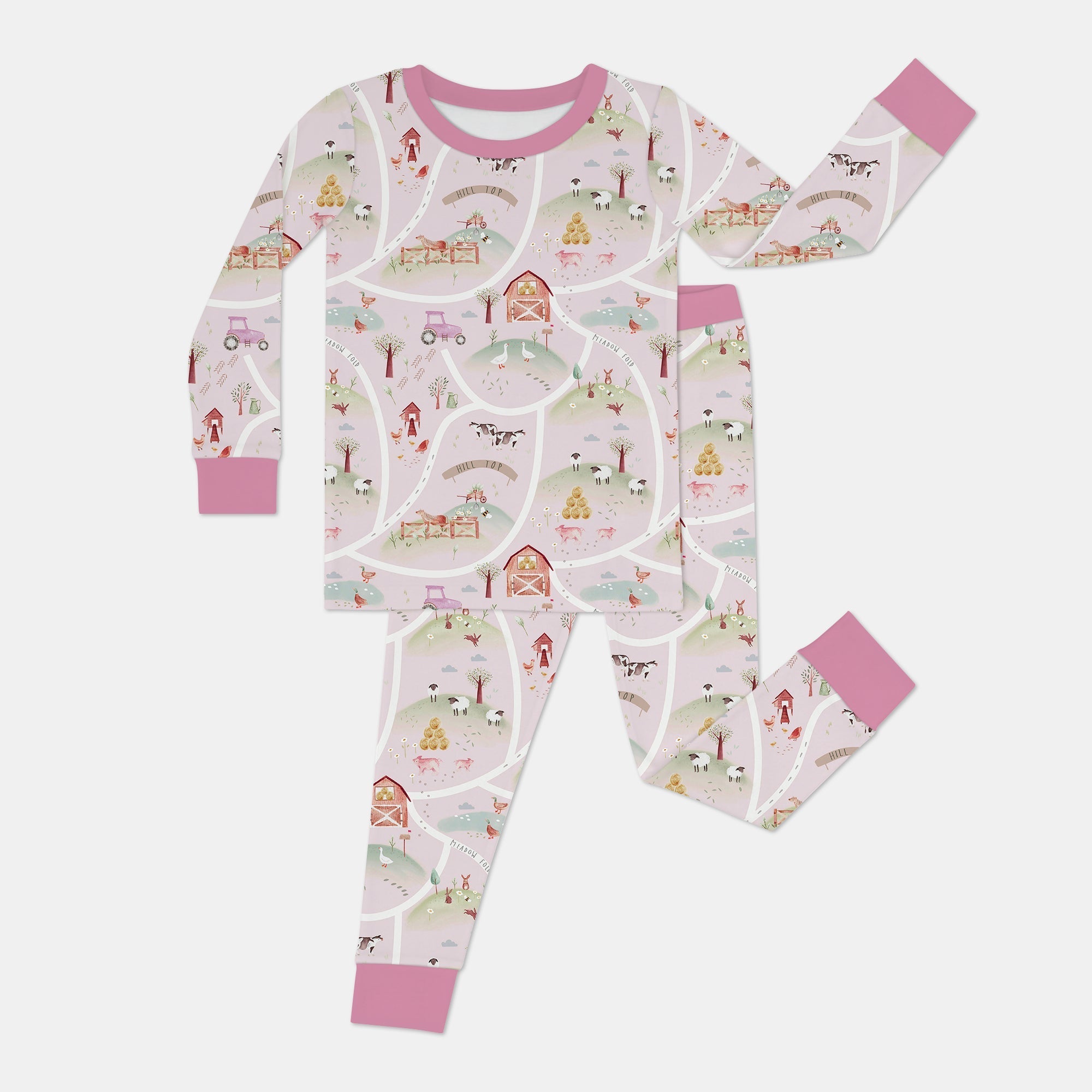 Farm Meadow Route Map Two Piece Long Sleeve Pajama Set - StazzyBaby