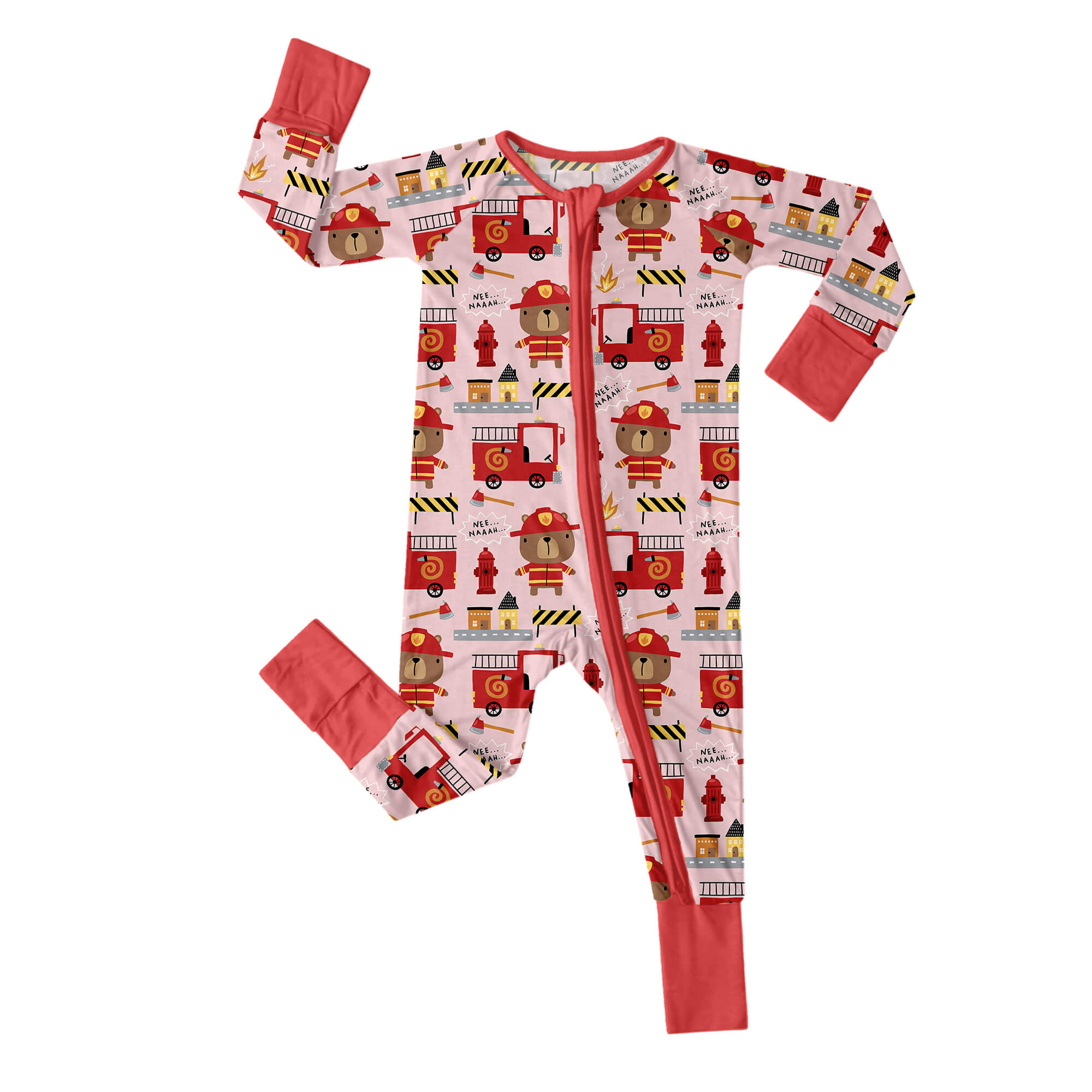 Firefighter Bears Convertible Zippered Romper - StazzyBaby