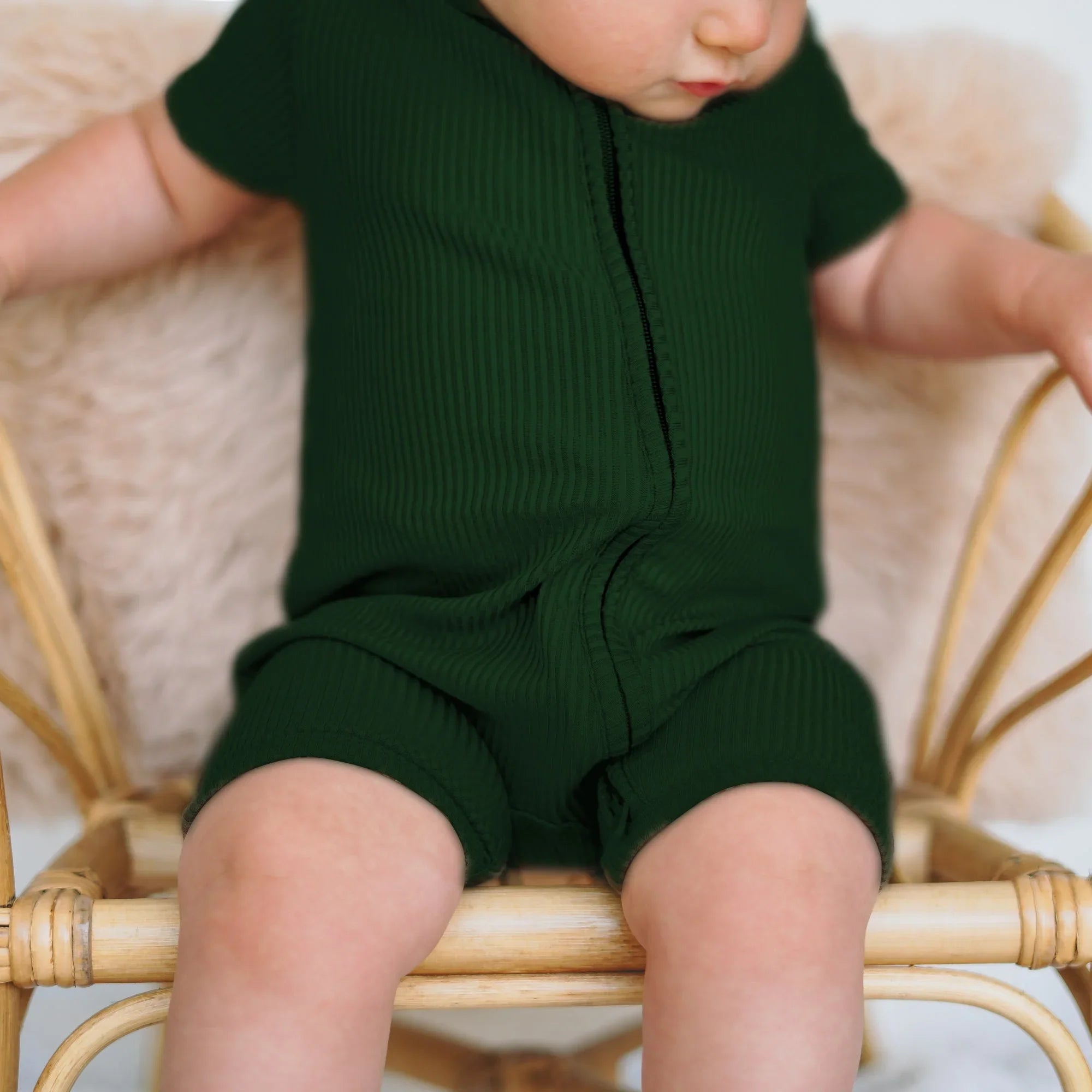 Forest Green Ribbed Shorty Zippy - StazzyBaby