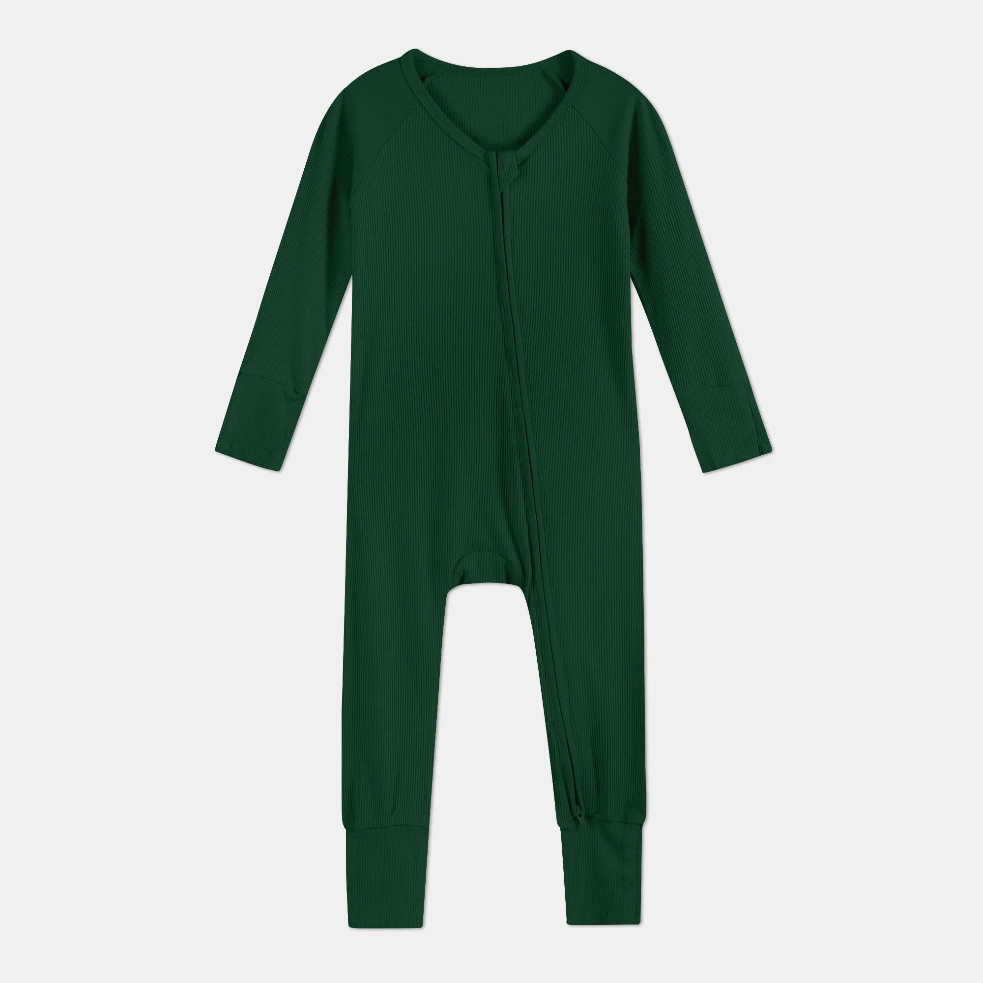 Forest Green Ribbed Zippy - StazzyBaby