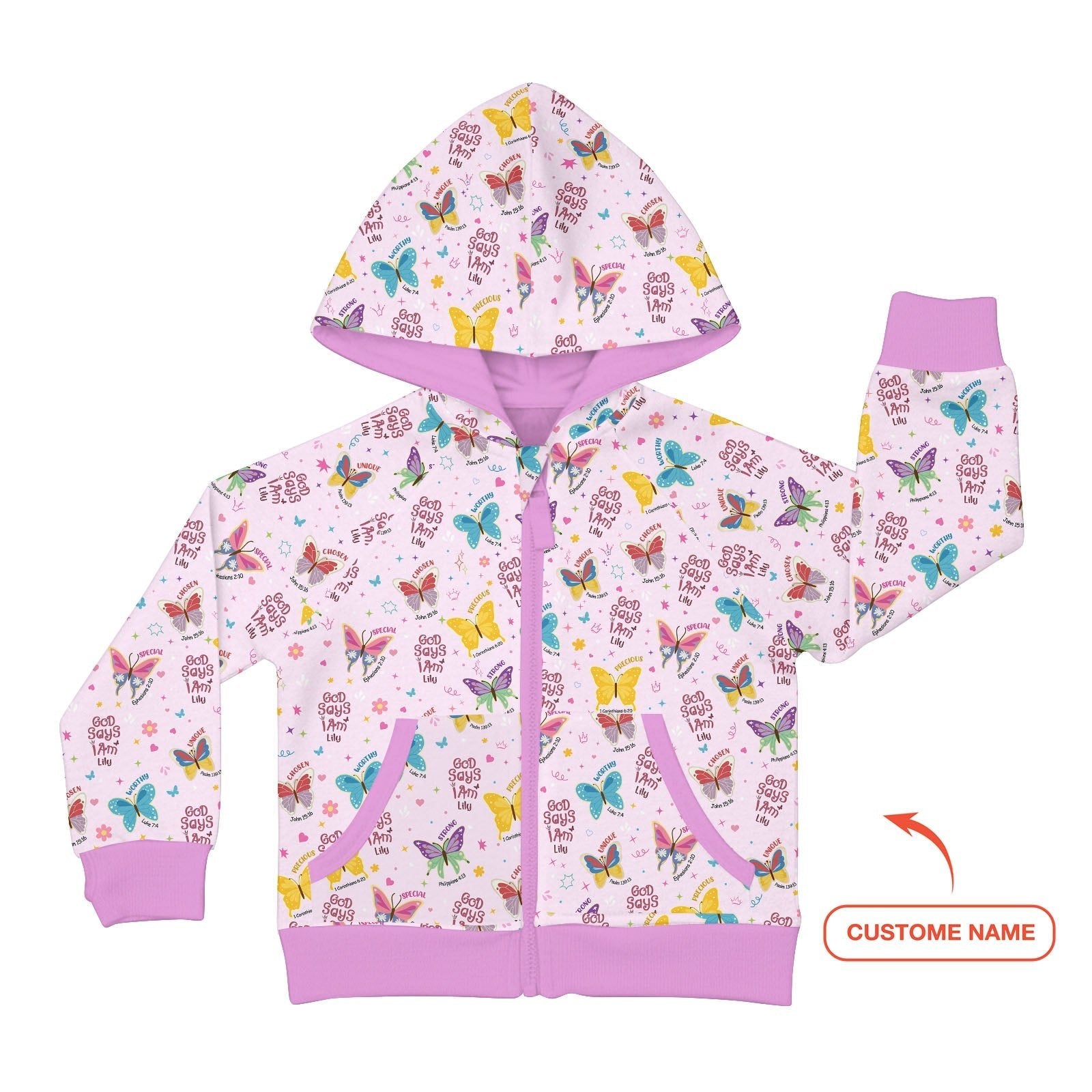 God Says I Am Girl Custom Name Zip Hoodie - StazzyBaby