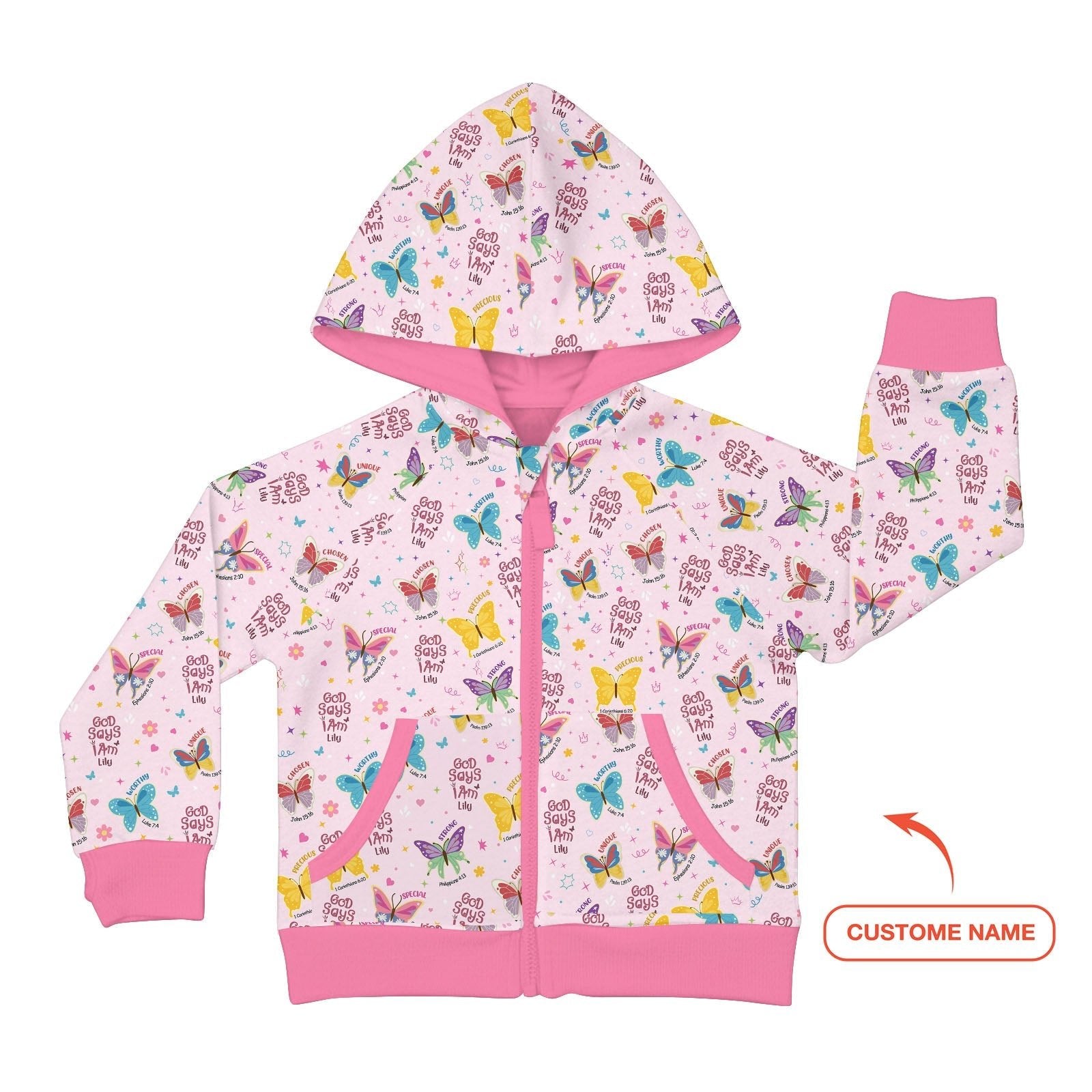 God Says I Am Girl Custom Name Zip Hoodie - StazzyBaby