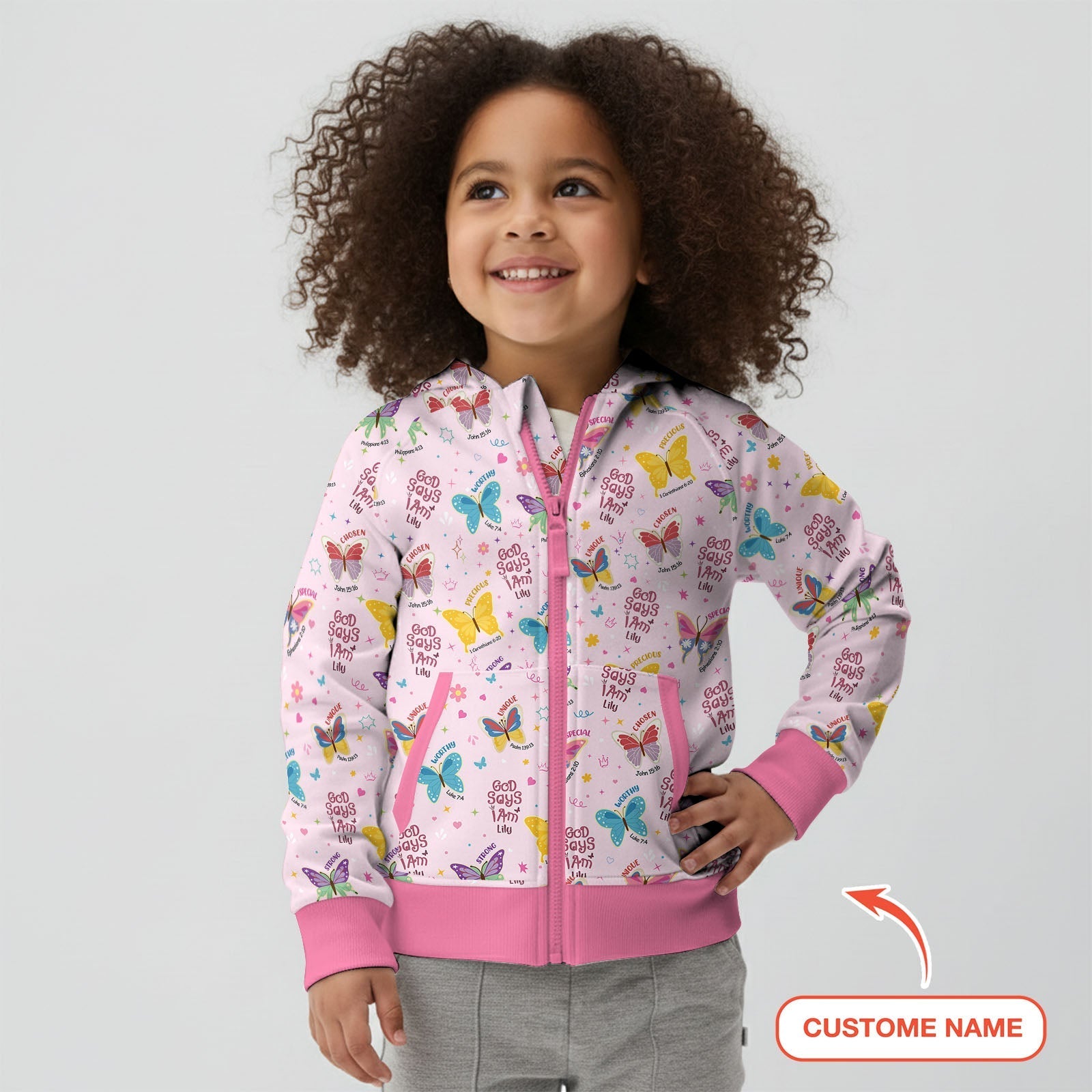 God Says I Am Girl Custom Name Zip Hoodie - StazzyBaby