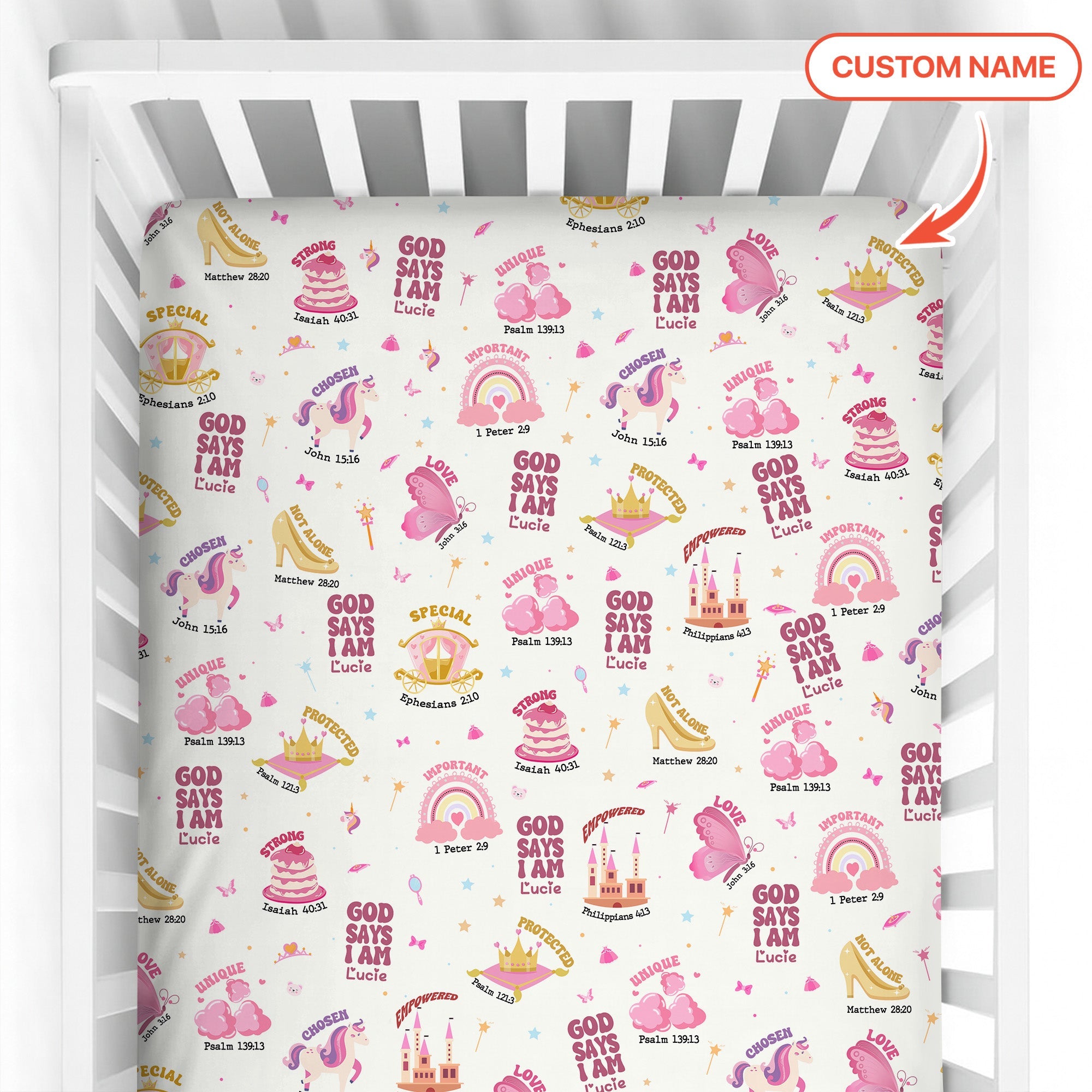 God Says I Am Girl Fitted Crib Sheet - StazzyBaby