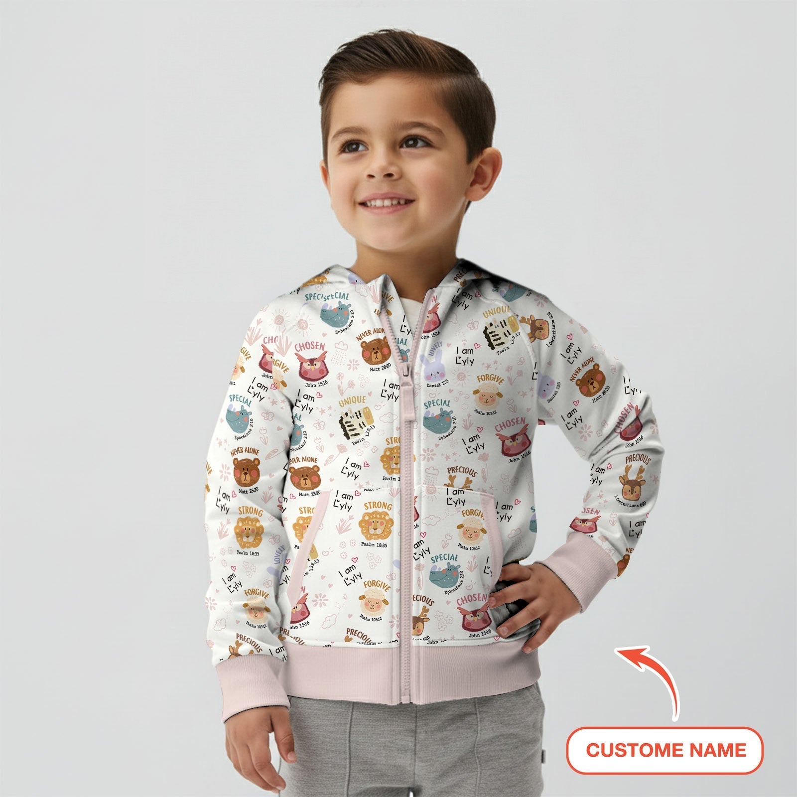 God’s Little Zoo Custom Name Zip Hoodie - StazzyBaby