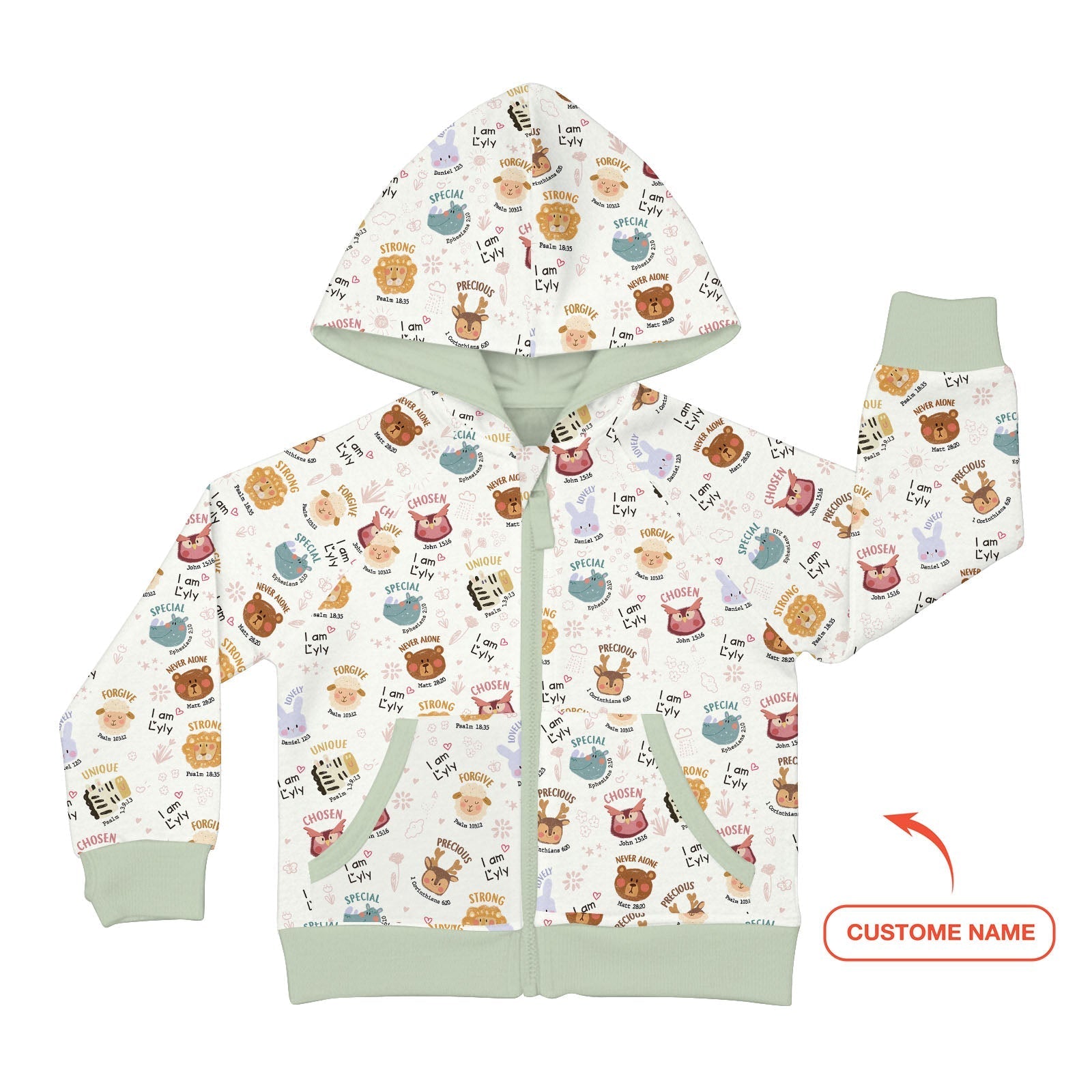 God’s Little Zoo Custom Name Zip Hoodie - StazzyBaby