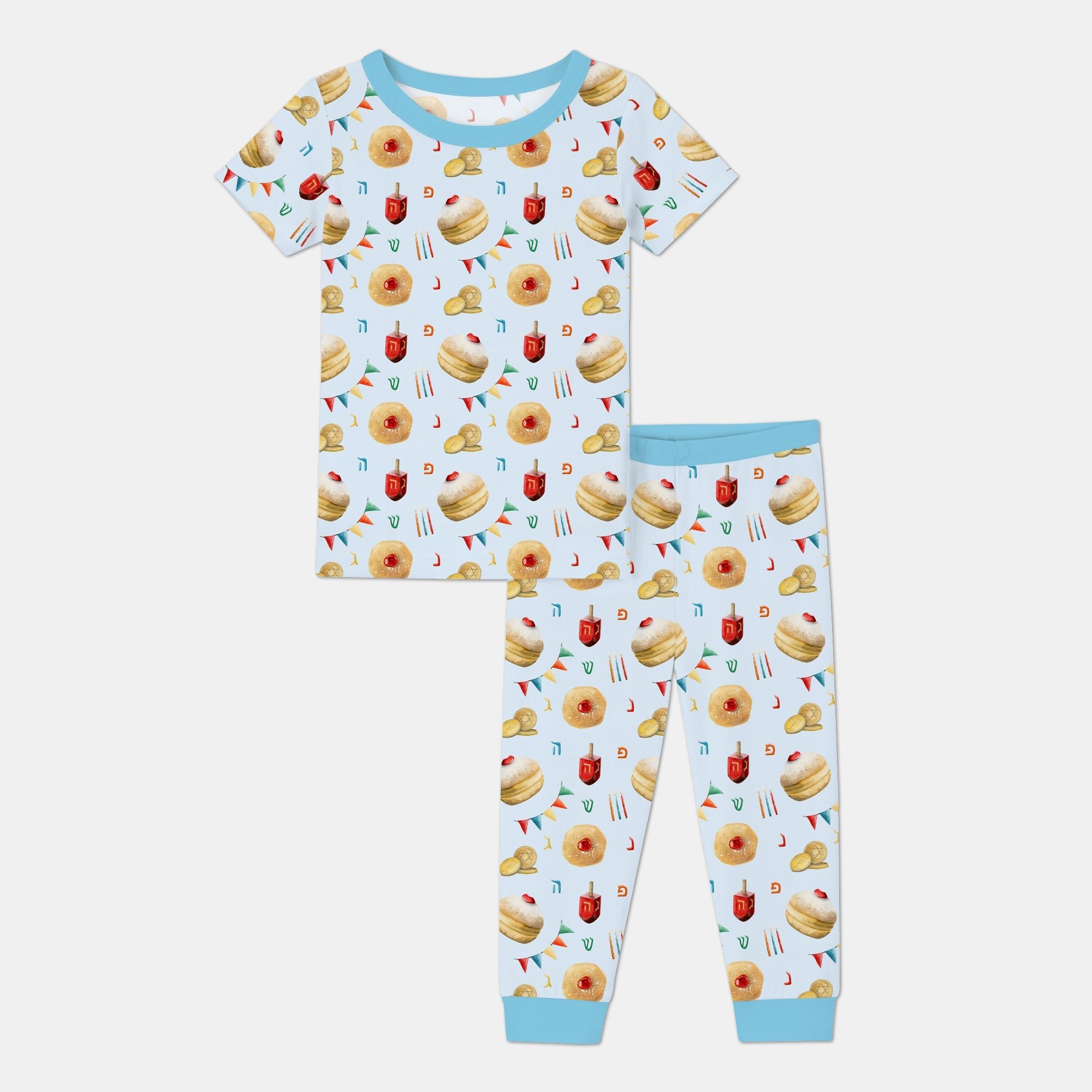 Hanukkah Donuts Two Piece Short Sleeve & Pants Pajama Set - StazzyBaby
